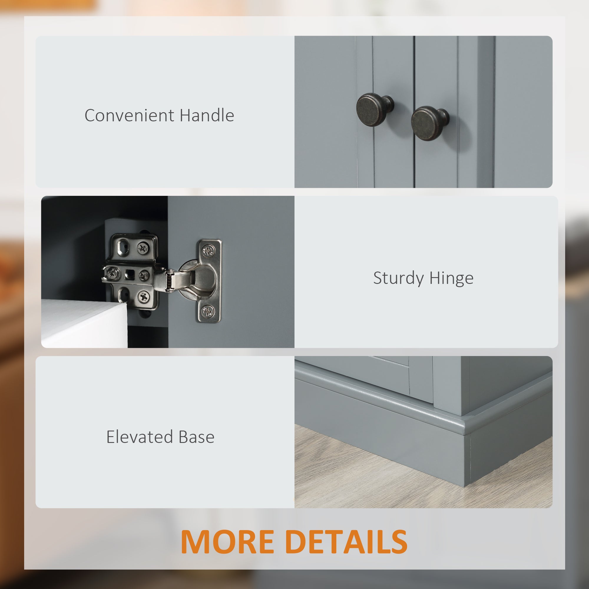 Sideboard Buffet Cabinet, Coffee Bar Cabinet with 2 Drawers and Double Door Cupboard for Kitchen, Living Room, Entryway, Dark Gray
