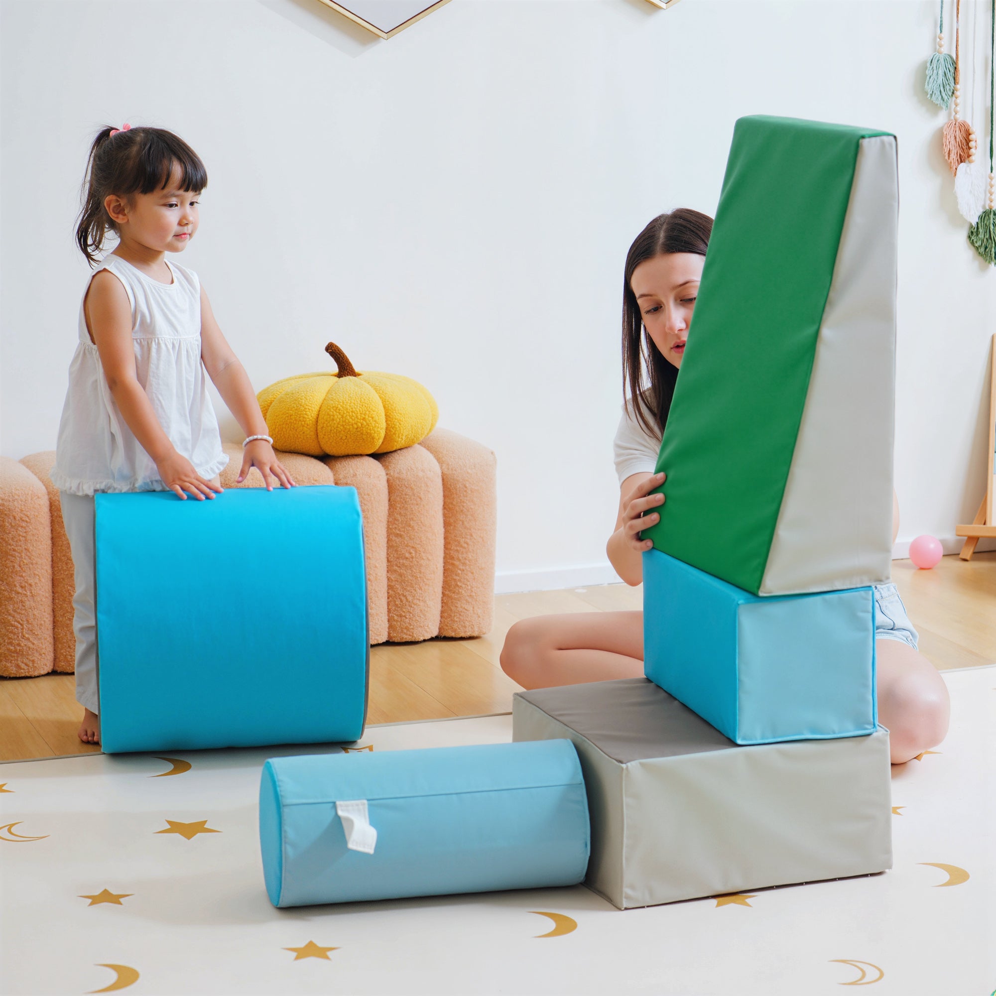 5 Piece Climb and Crawl Activity Play Set, Baby Soft Play Set, Foam Climbing Blocks for Toddlers, Kids Preschooler Indoor Play Equipment Contemporary