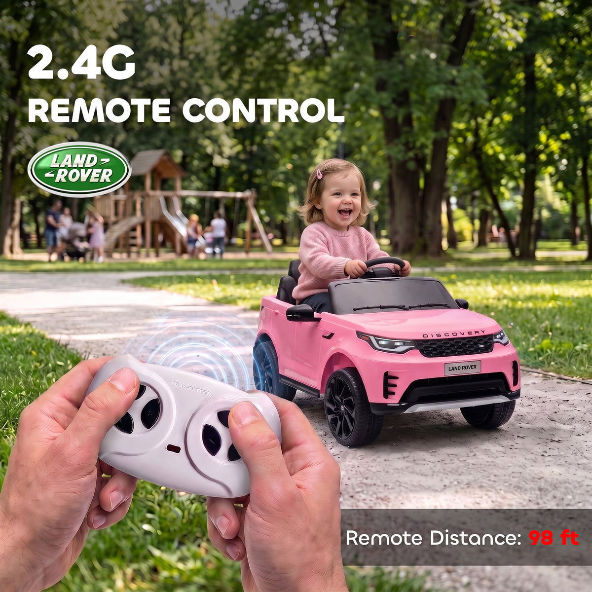 12V Electric Car for Kids, Licensed Land Rover Ride on Car with Parent Remote, Soft Start, 4 Wheel Suspension, Pink