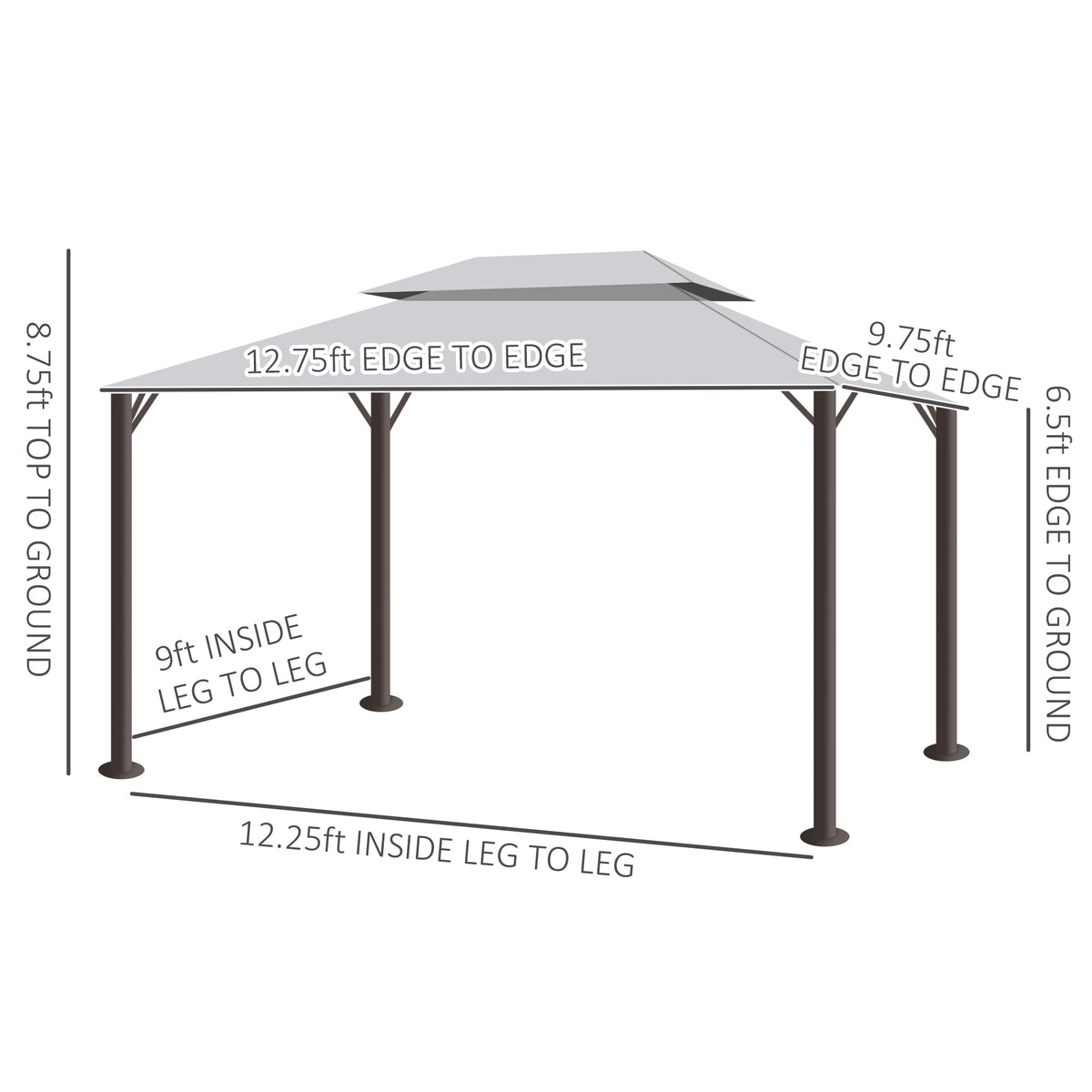 10' x 13' Patio Gazebo, Aluminum Frame Double Roof Outdoor Gazebo Canopy Shelter with Netting & Curtains, Light Gray