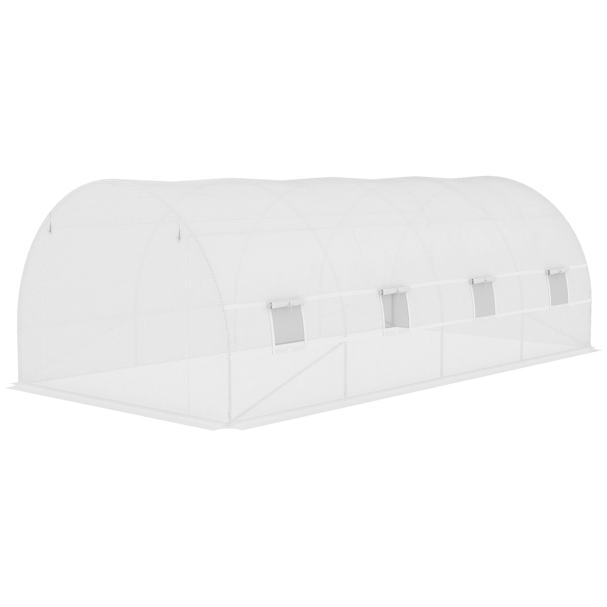 19.7' x 9.8' x 6.6' Plastic Greenhouse Cover Replacement, Heavy Duty Waterproof Tarp for Hoop House, Sheeting with 12 Windows, Door & Reinforcement Grid, White - White - Image 7