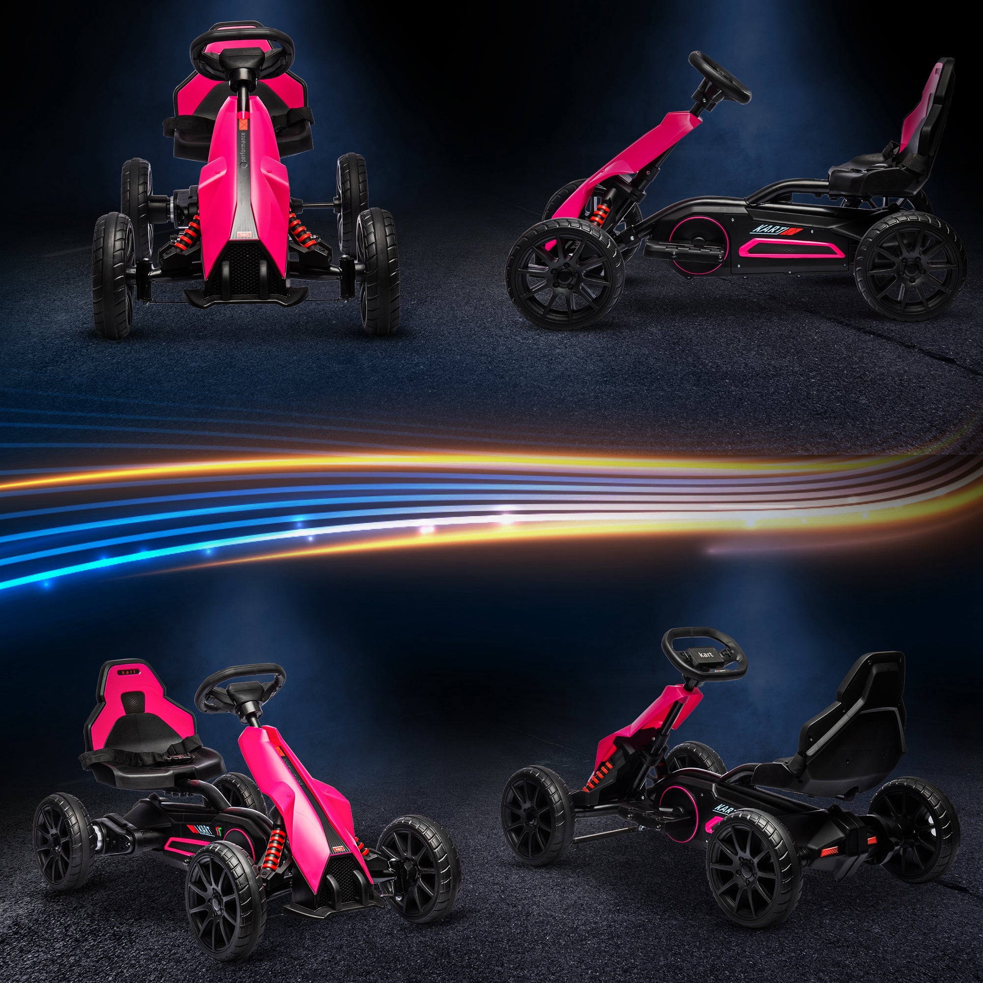 12V Electric Go Kart for Kids w/ Adjustable Speed, Pink