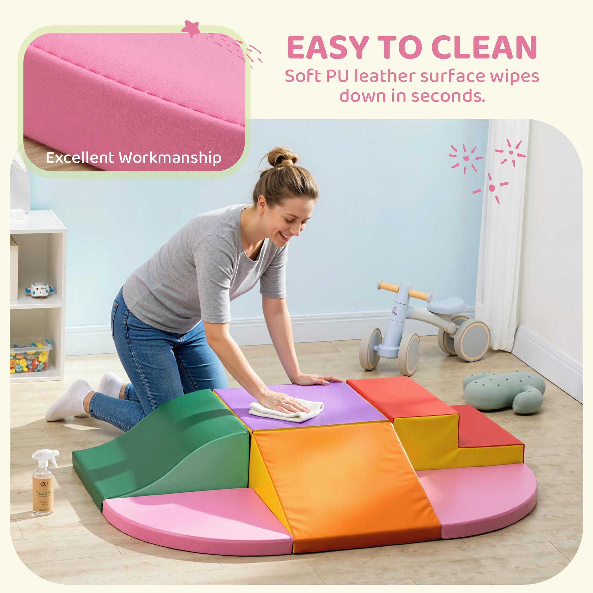 6-Pieces Foam Climbing Blocks for Toddlers 1-3 Years, Soft Play Set for Climb and Crawl, Assorted
