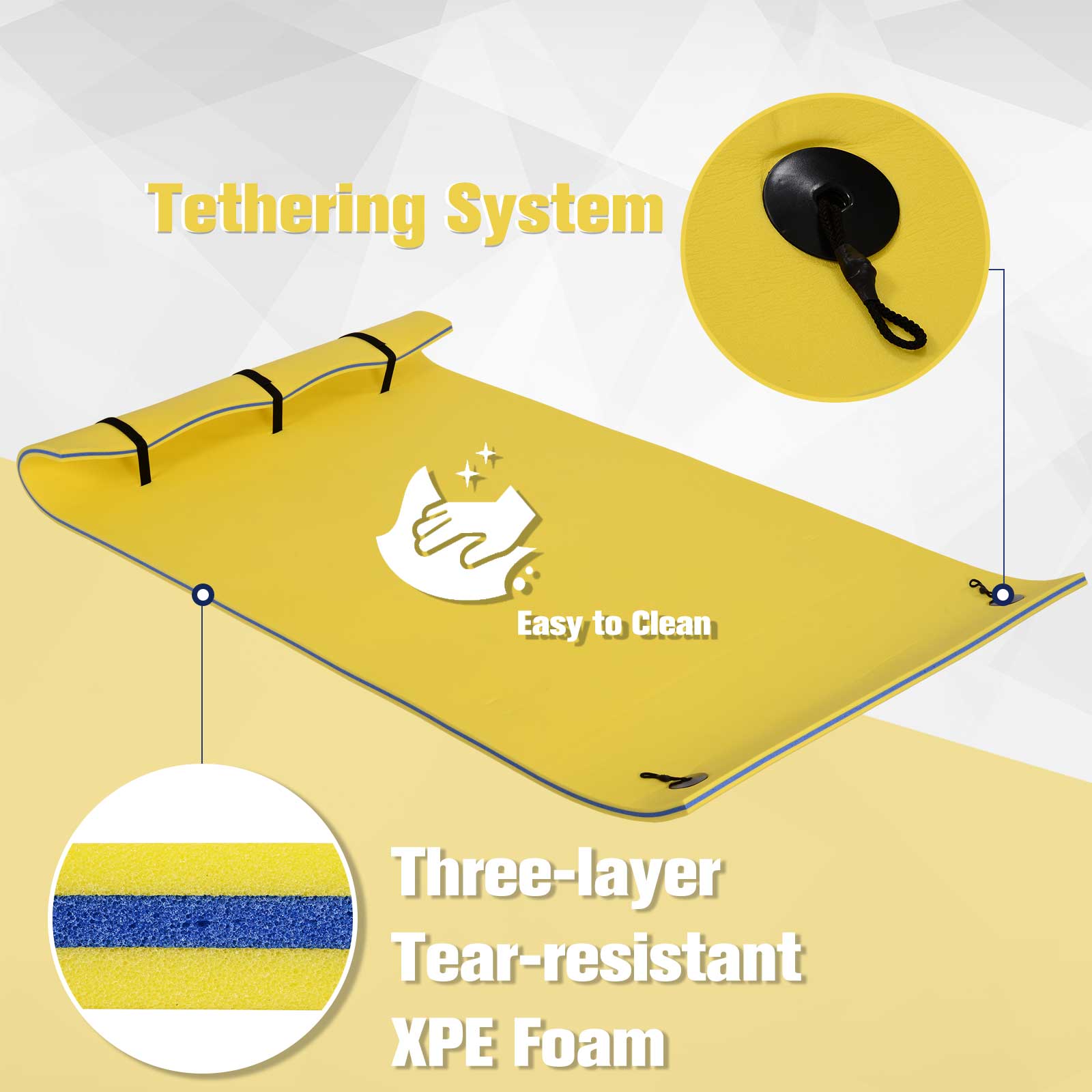 Floating Water Mat Float Pad Used in Lake Pool Water Beach Sea Ocean Yellow