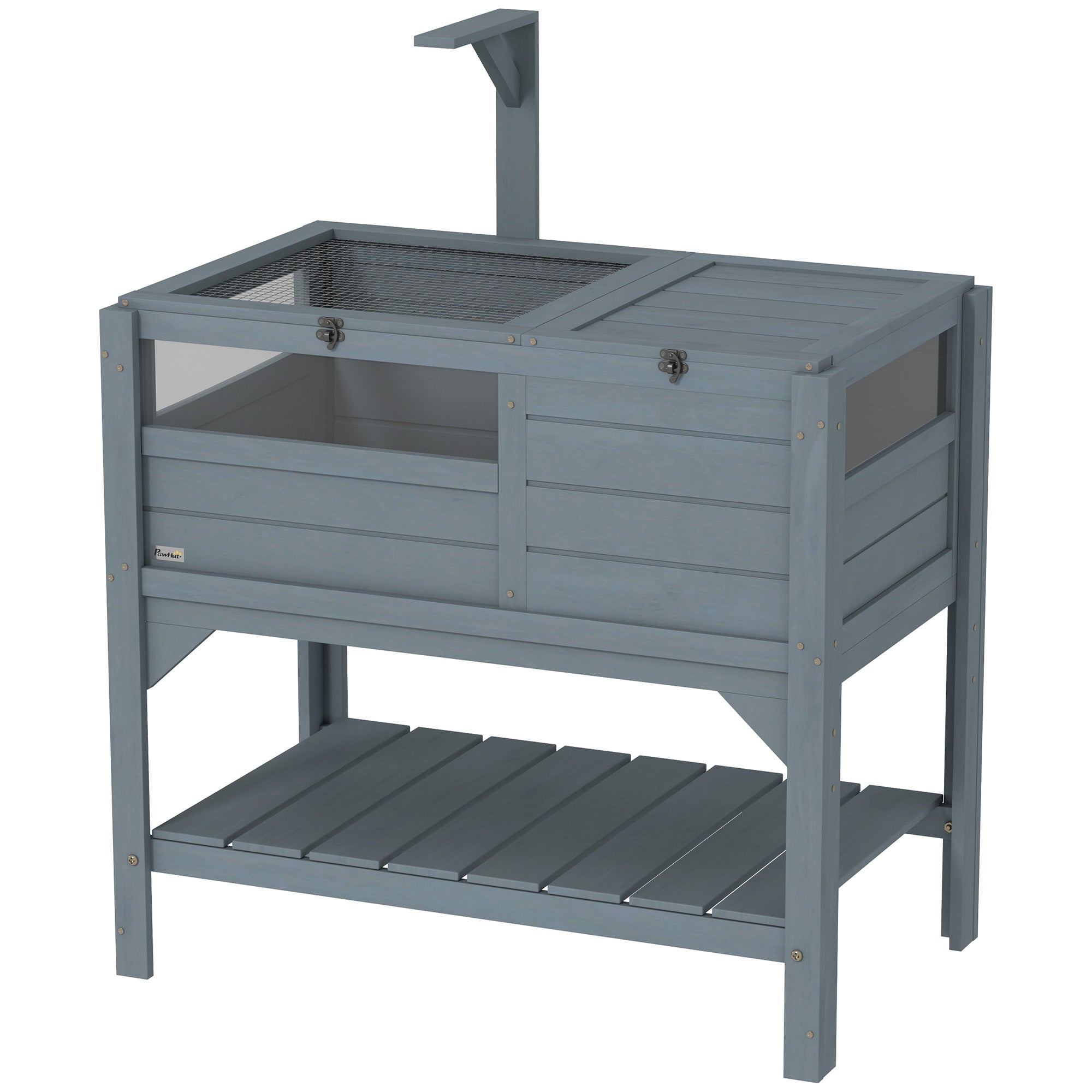 Tortoise Habitat with Shelf Storage Tortoise Gift Accessory with Weather Protection for Indoor, Gray - Gray