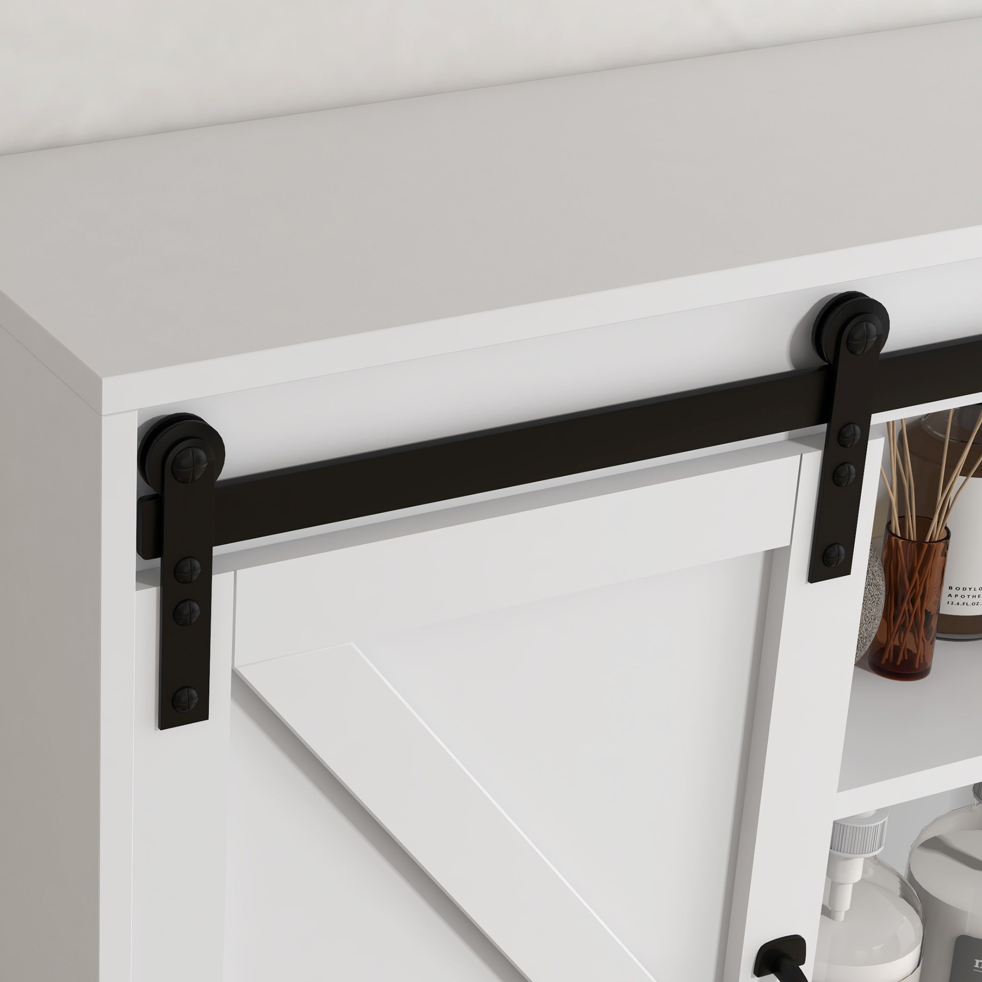 Bathroom Medicine Cabinet, Wall Cabinet with Sliding Door and Adjustable Shelf, 22.75" x 7.75" x 24.5", White