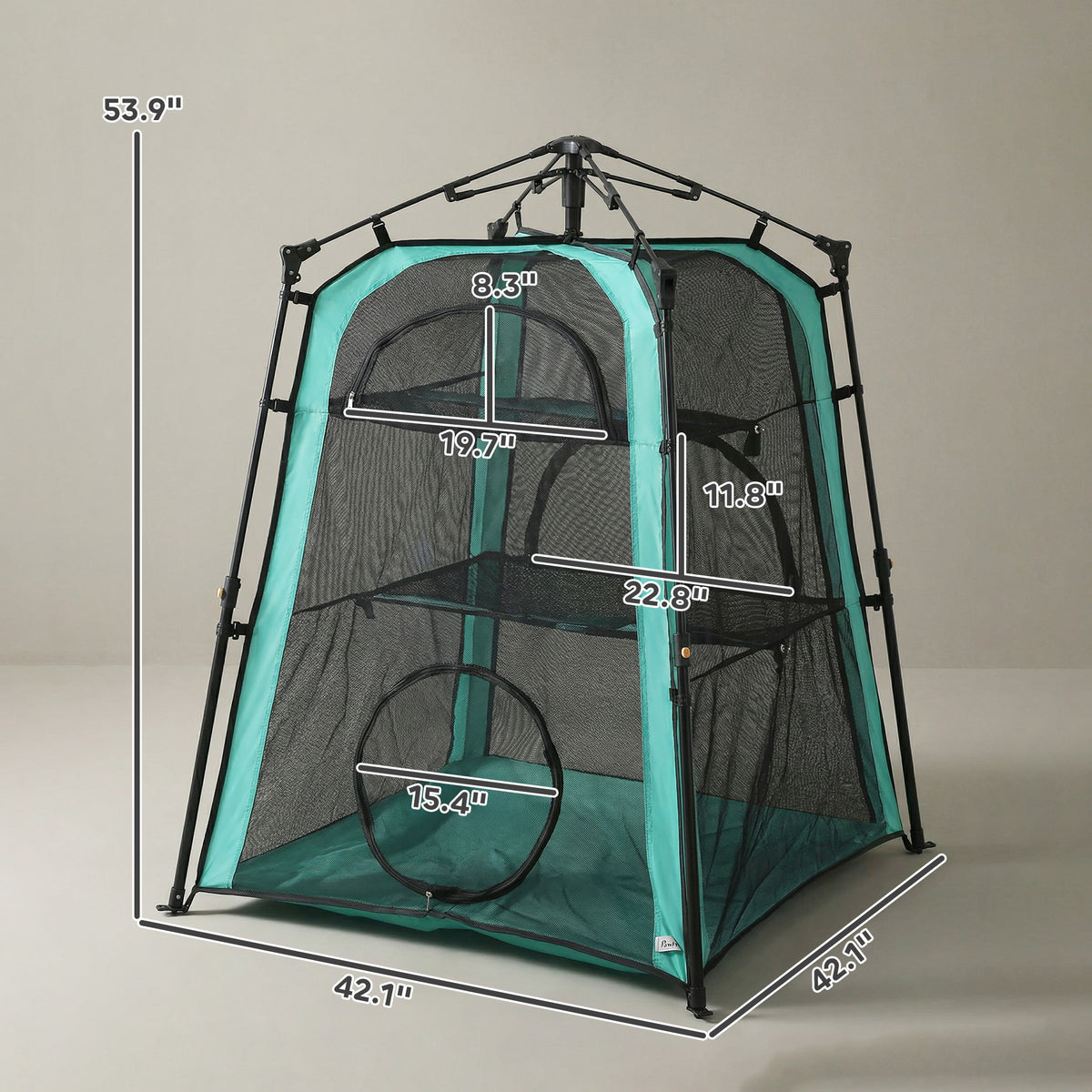 Catio Outdoor Cat Enclosure, 3-Tier Pop Up Cat Tent with Multi-Door Design, Breathable Mesh & Carry Bag, Green