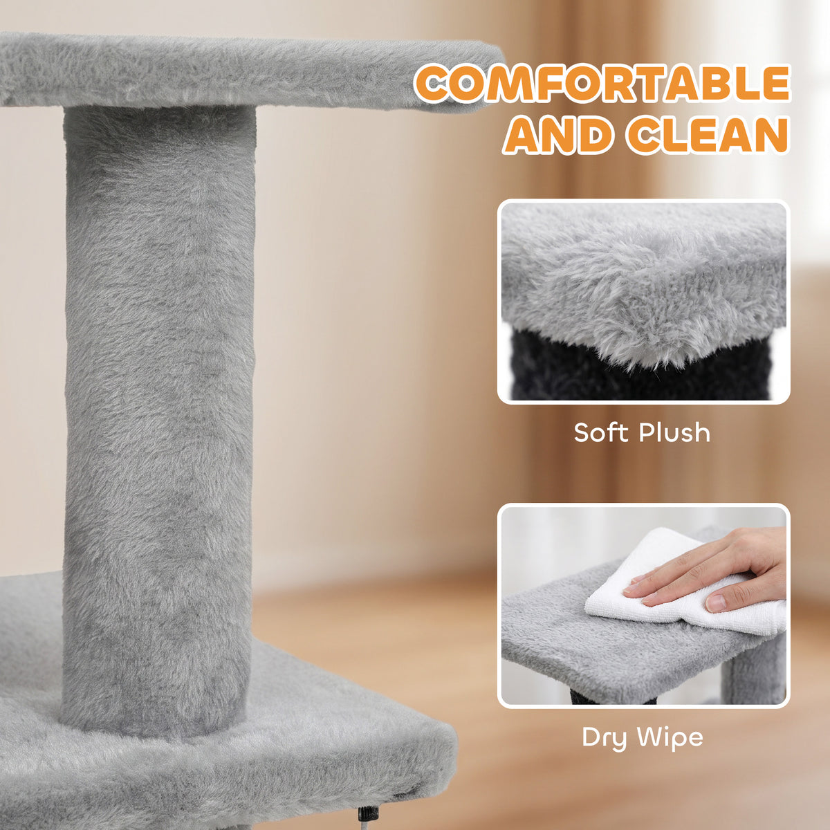 Pet Stairs, Cat Stairs with 2/3/4-Step Flexible Setup for Bed, Sofa, Gray