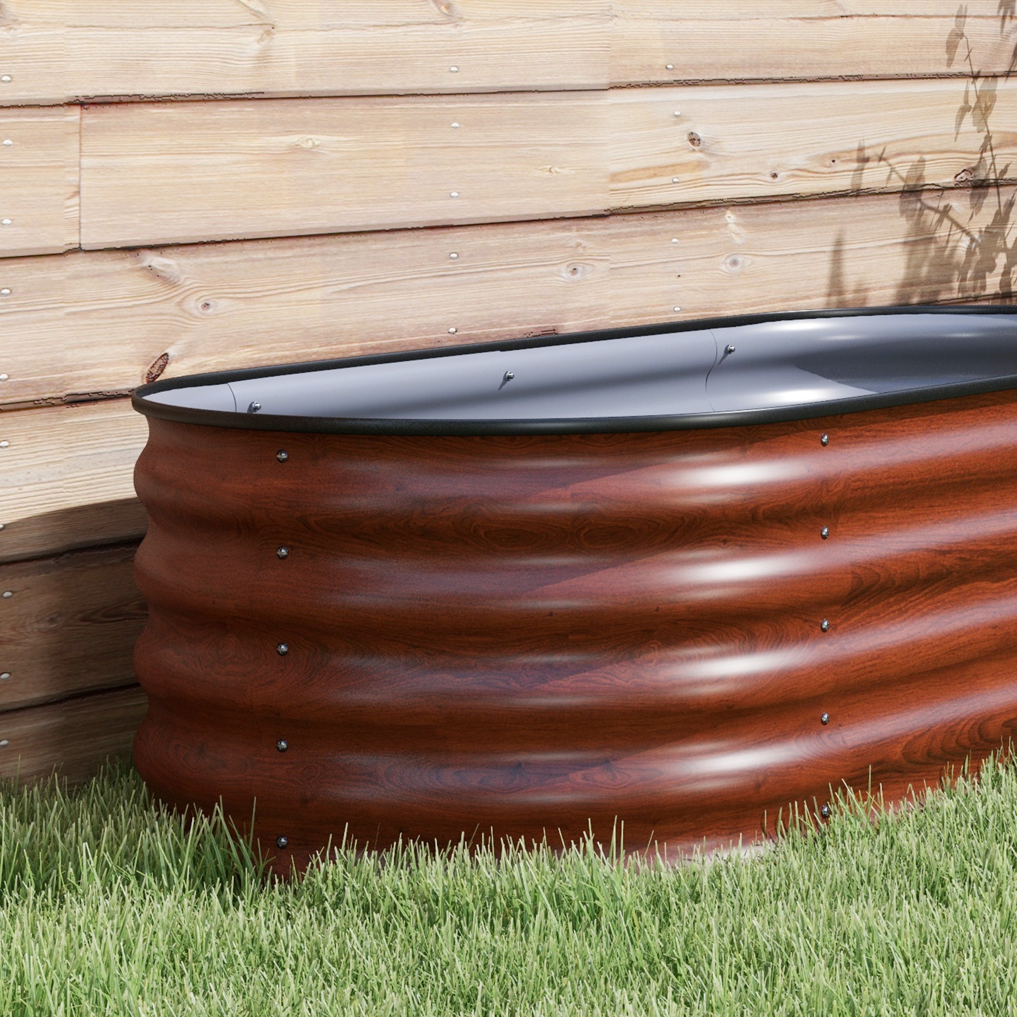7.9' x 2' x 1.4' Galvanized Raised Garden Bed Kit, Metal Planter Box with Safety Edging, Brown - Brown - Image 8