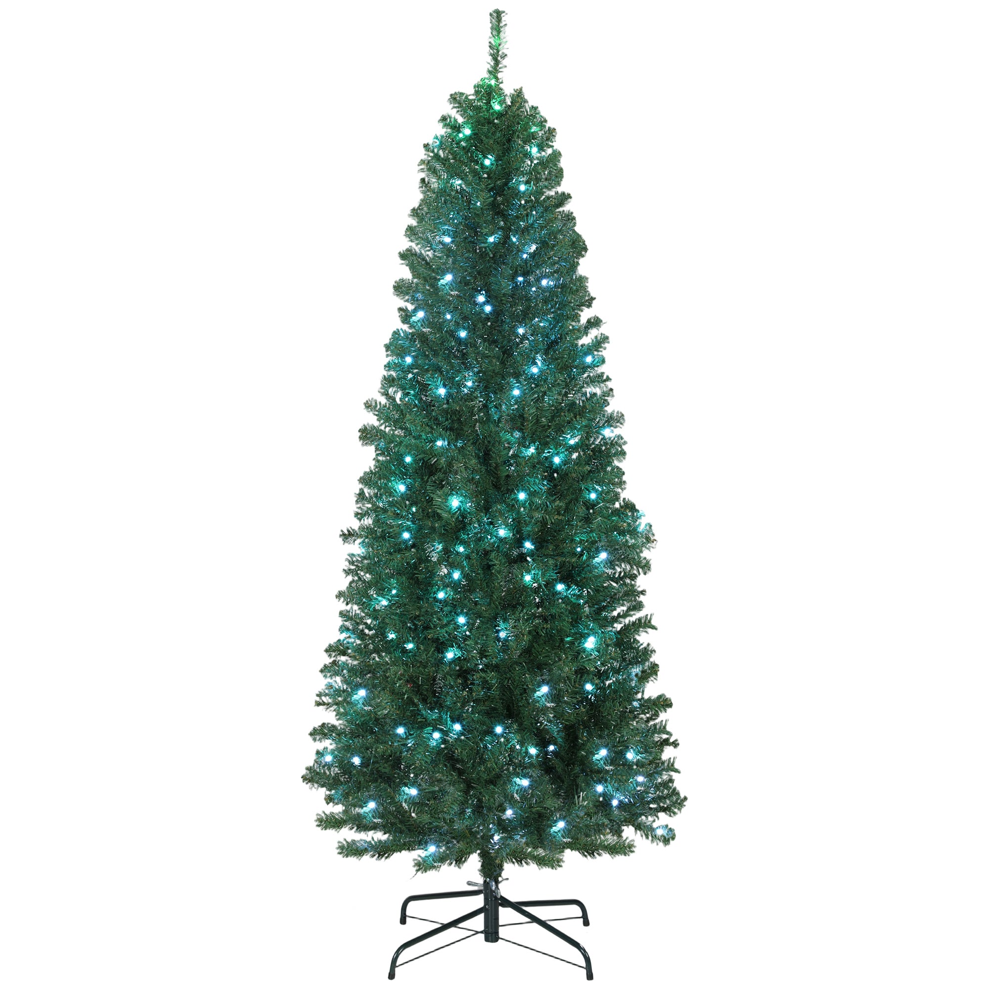 6ft Artificial Christmas Tree with Colorful DIY Synchronized Lights, Remote, Hinged Slim Fir with Daily Timer