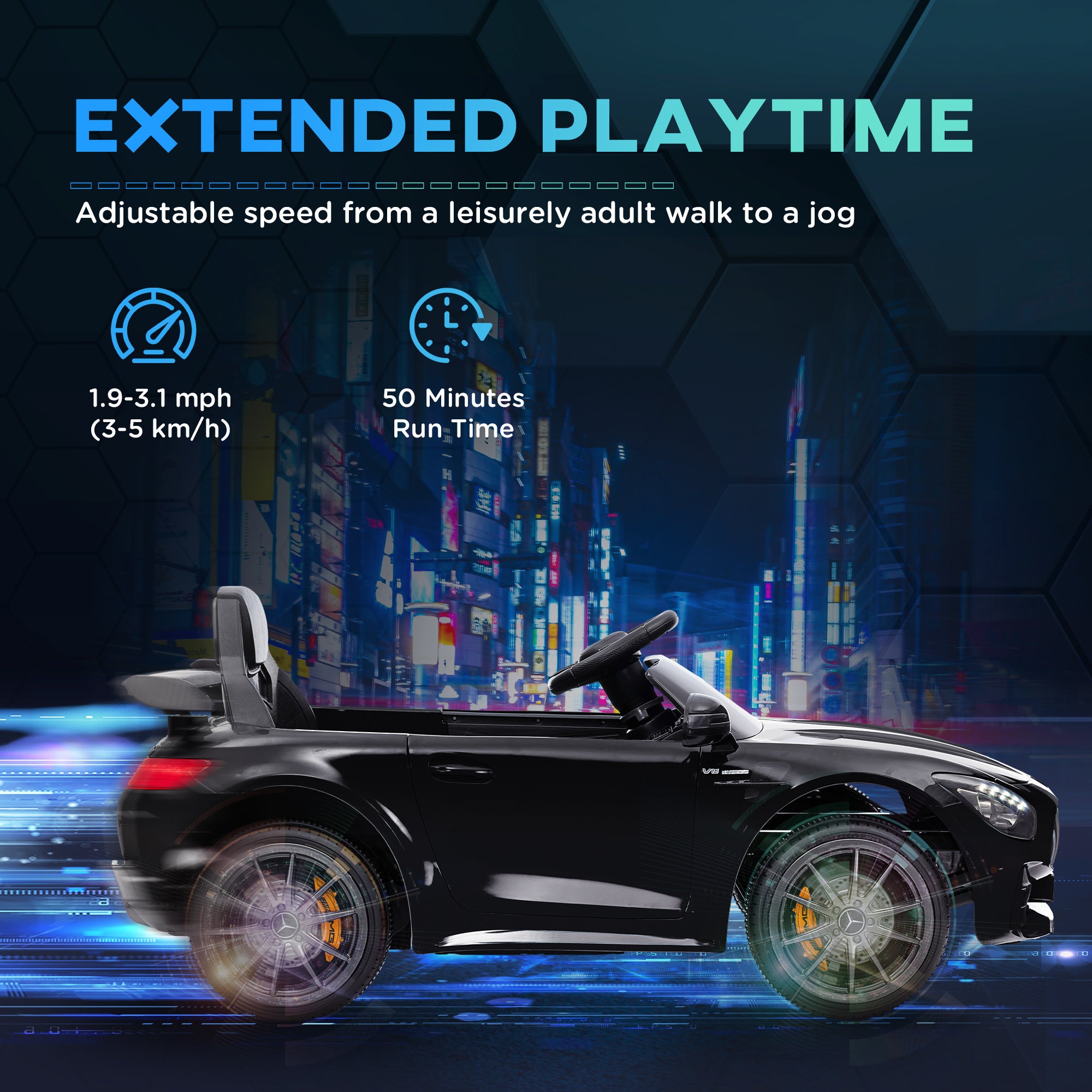 Mercedes-Benz AMG GTR Licensed 12V Battery Powered Kids Electric Car w/ Remote Control & Soft Start, Black