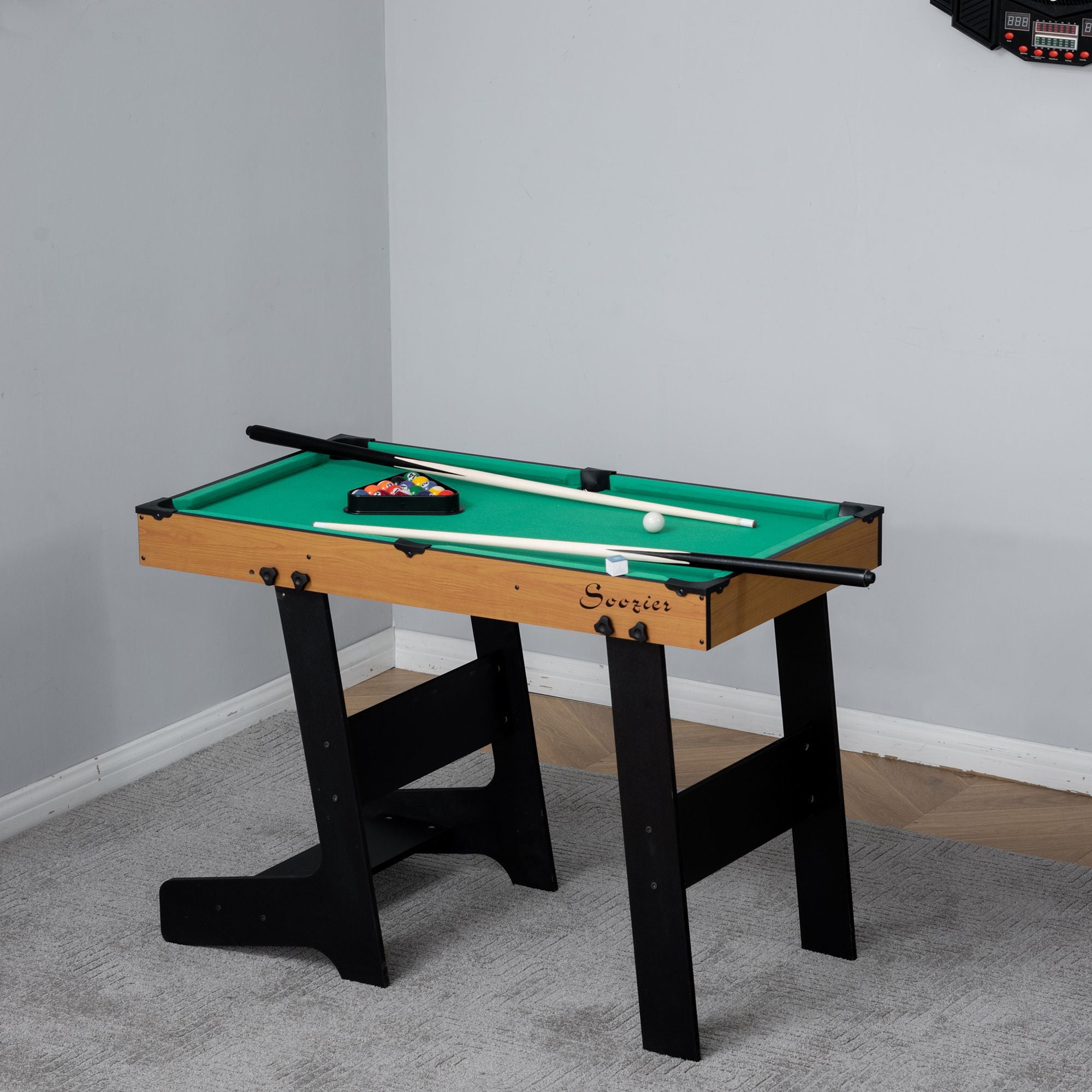 38'' Mini Pool Table Set Tabletop Billiards Game, Fun for Whole Family Game Room Man Cave, with Easy Folding for Storage, with Balls, Cues, Chalk, Brush