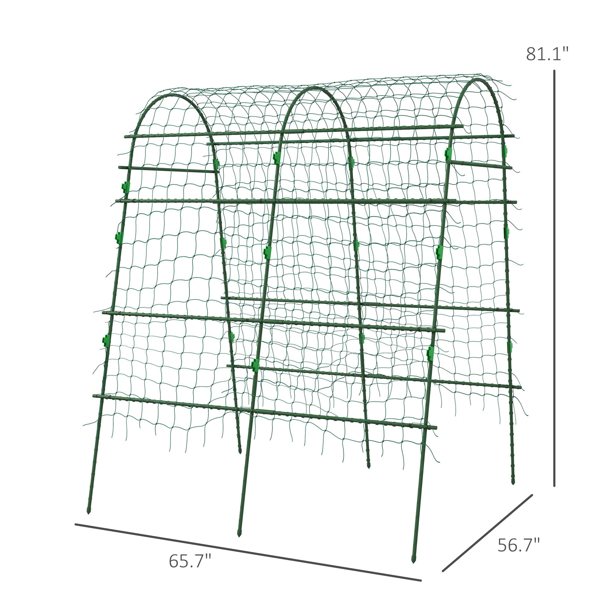 Metal Garden Trellis, Arch Trellis for Climbing Plants Outdoor, A-Frame, with Climbing Net, 57" x 66" x 81", Green - Green - Image 3