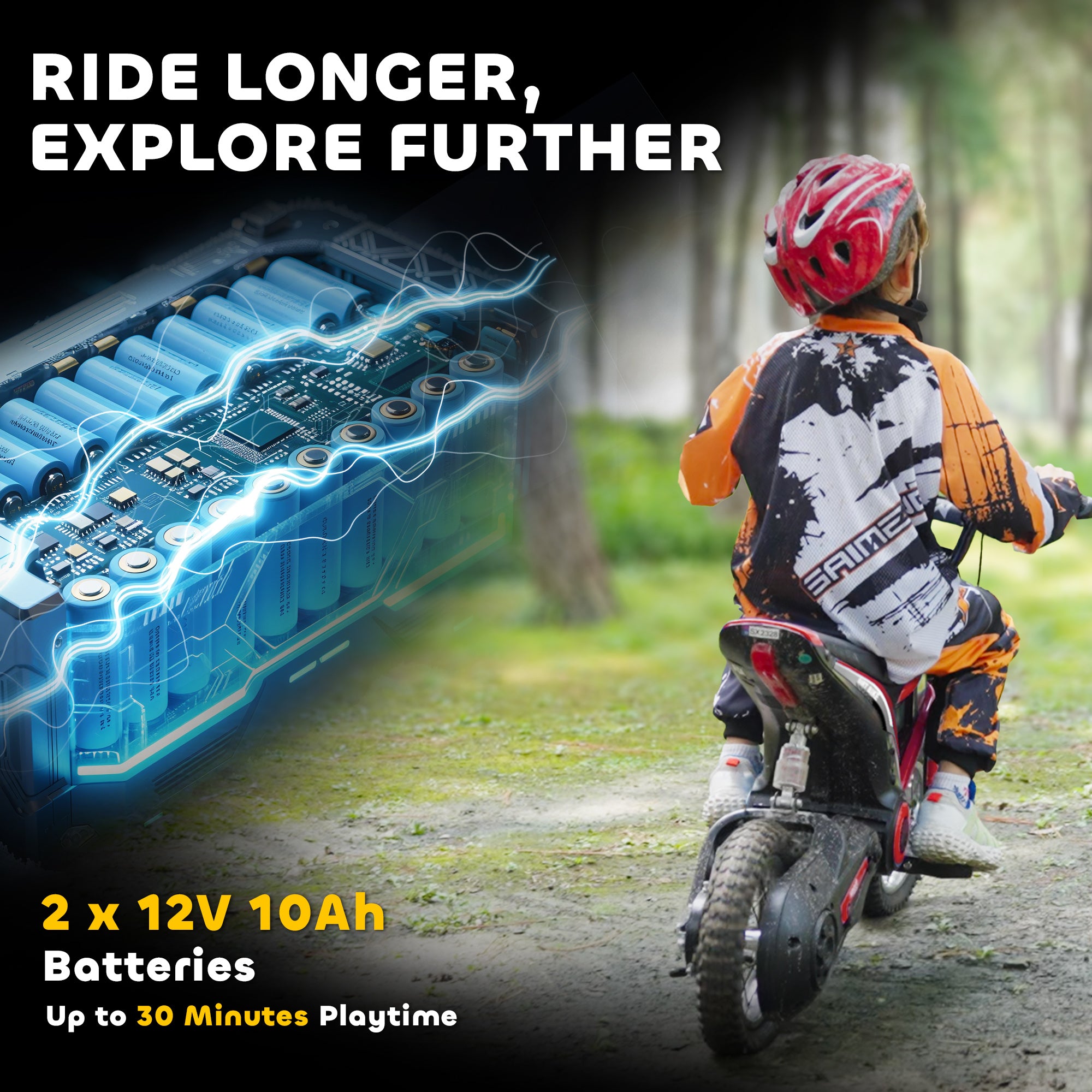 Kids Electric Dirt Bike, 24V 350W, 12-inch, Up to 15 MPH, Red