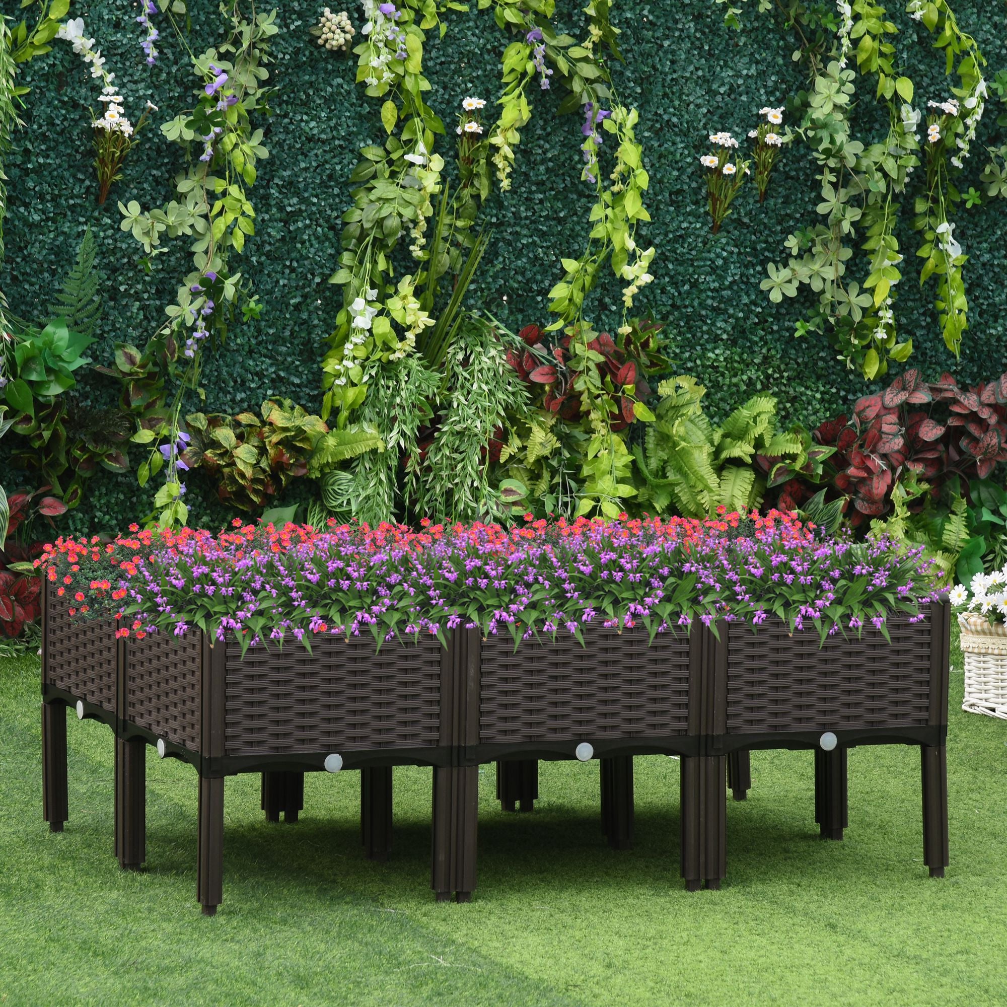 6 Piece Raised Garden Bed with Legs, Planter Box Raised Bed to Grow Flowers, Herbs & Vegetables, Brown - Brown - Image 2