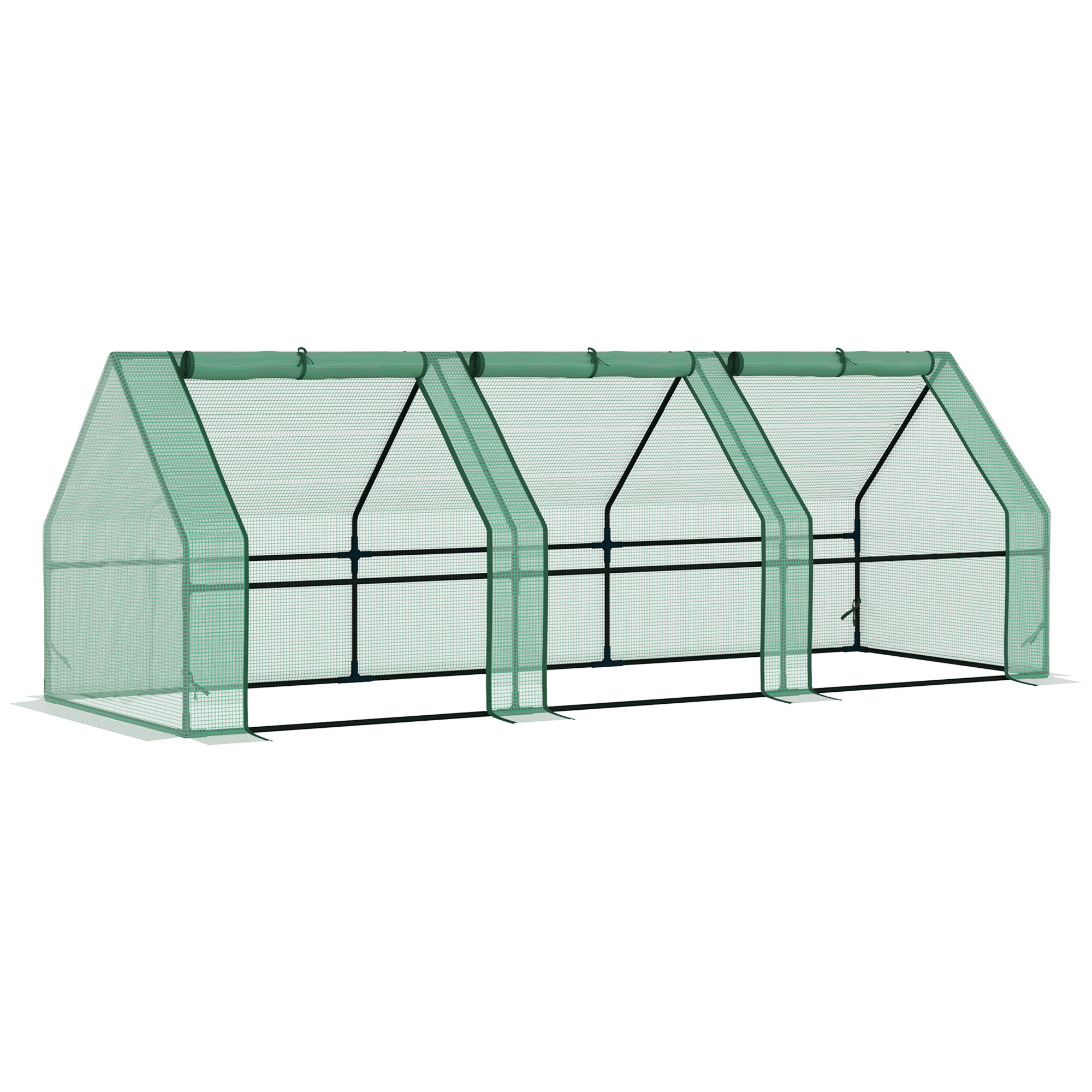 9' x 3' x 3' Portable Mini Greenhouse Outdoor Garden with Large Zipper Doors and Water/UV PE Cover, Green - Green