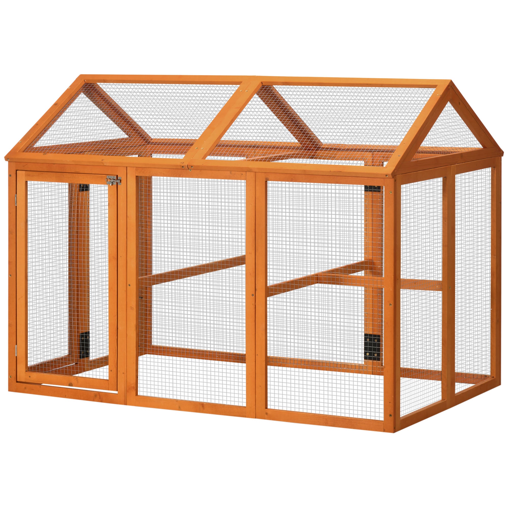 Wooden Chicken Run, Combinable Design with Perches, 4.6' x 2.8', Orange - Orange