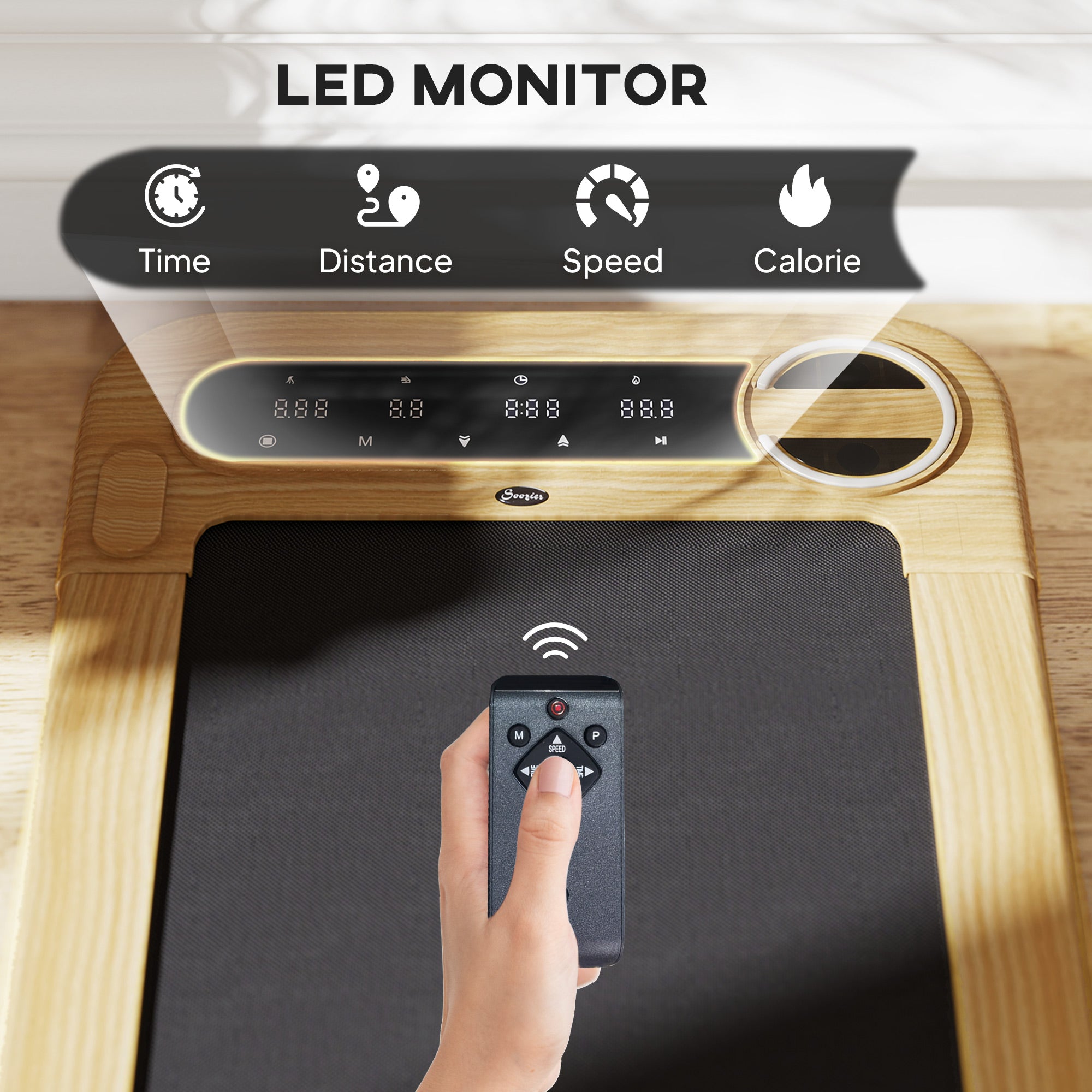 Walking Pad, Under Desk Treadmill with 17" x 43" Wide Belt, Remote Control, Bluetooth Speaker, Wheels and LED Display
