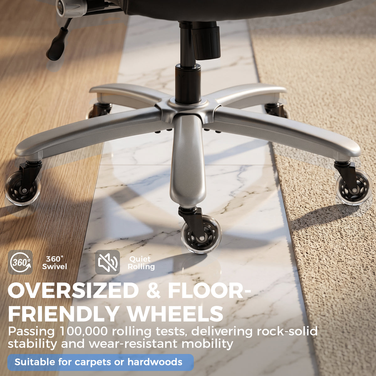 Ergonomic Office Chair with Inflatable Lumbar Support, 600 lbs, Heavy Duty Desk Chair, BIFMA, Flip-Up Arms