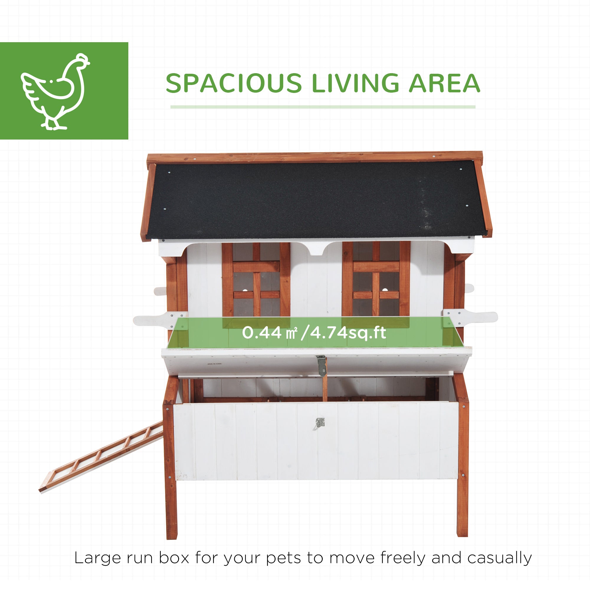 47" Chicken Coop Wooden Chicken House Rabbit Hutch Raised Poultry Cage Portable Hen Pen Backyard with Nesting Box and Handles - Multi Color - Image 4