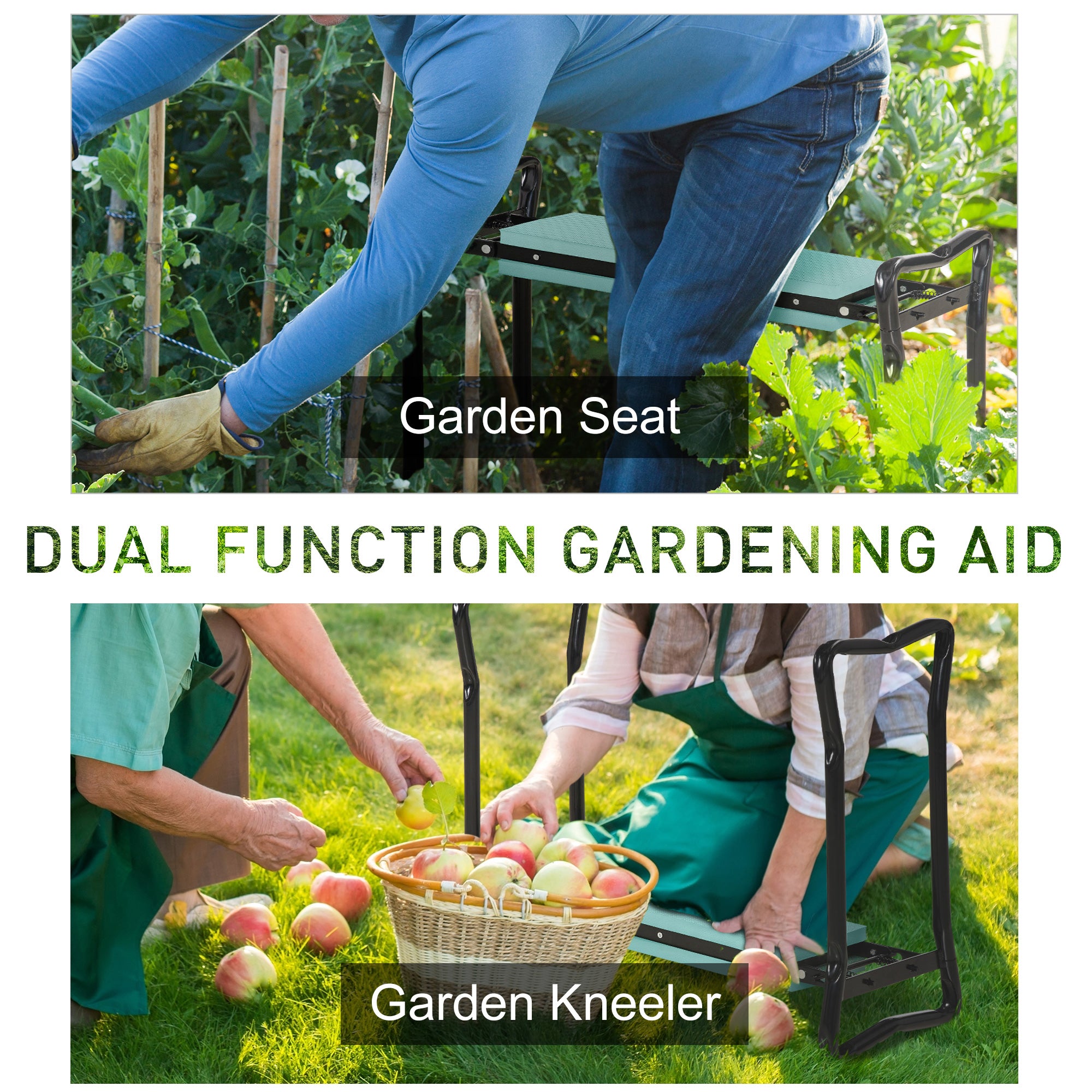 Padded Garden Kneeler and Seat Bench, Padded Foldable Garden Stool, Green - Green - Image 4