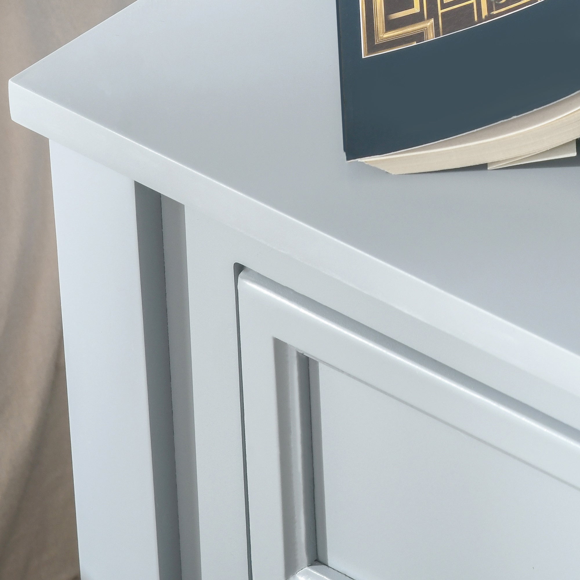 Sofa Side Table, Accent End Table with Storage Drawer and Bottom Shelf for Living Room,Gray