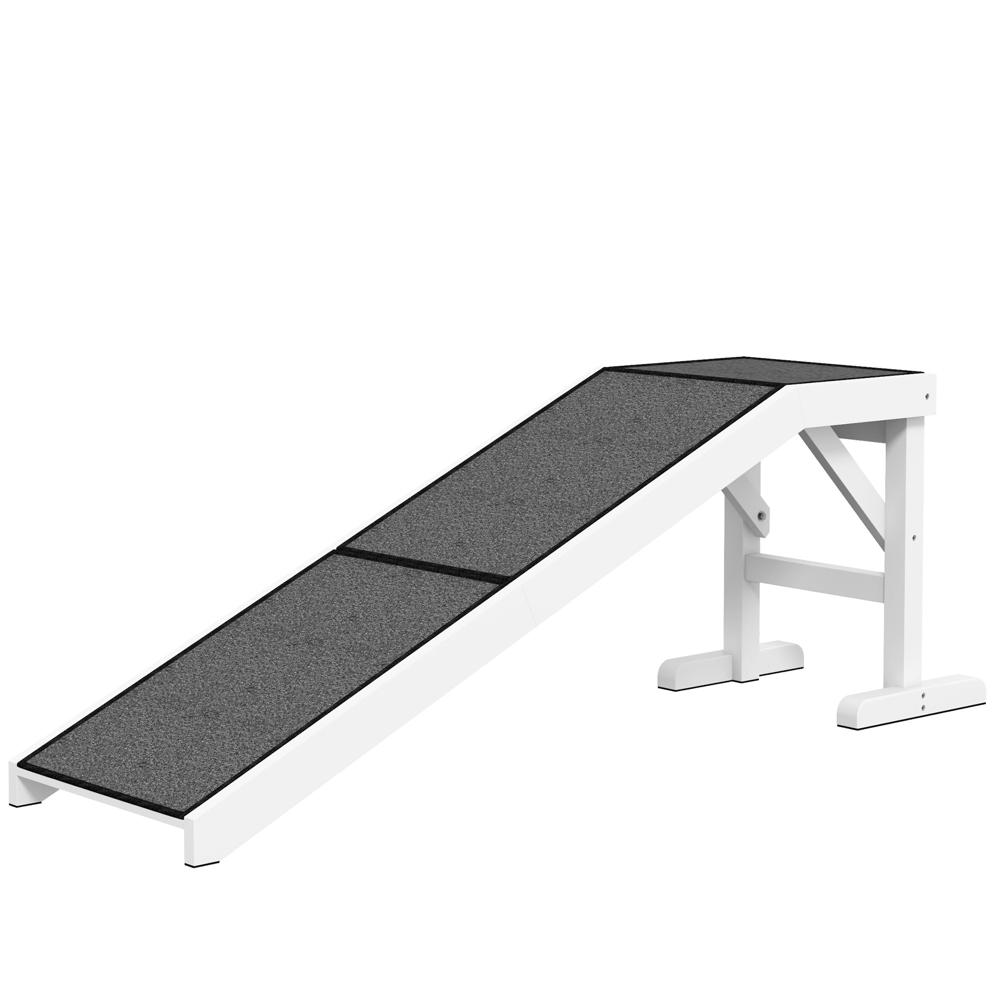 60" Pet Ramp for Dogs & Cats with Non-Slip Carpet, White - White