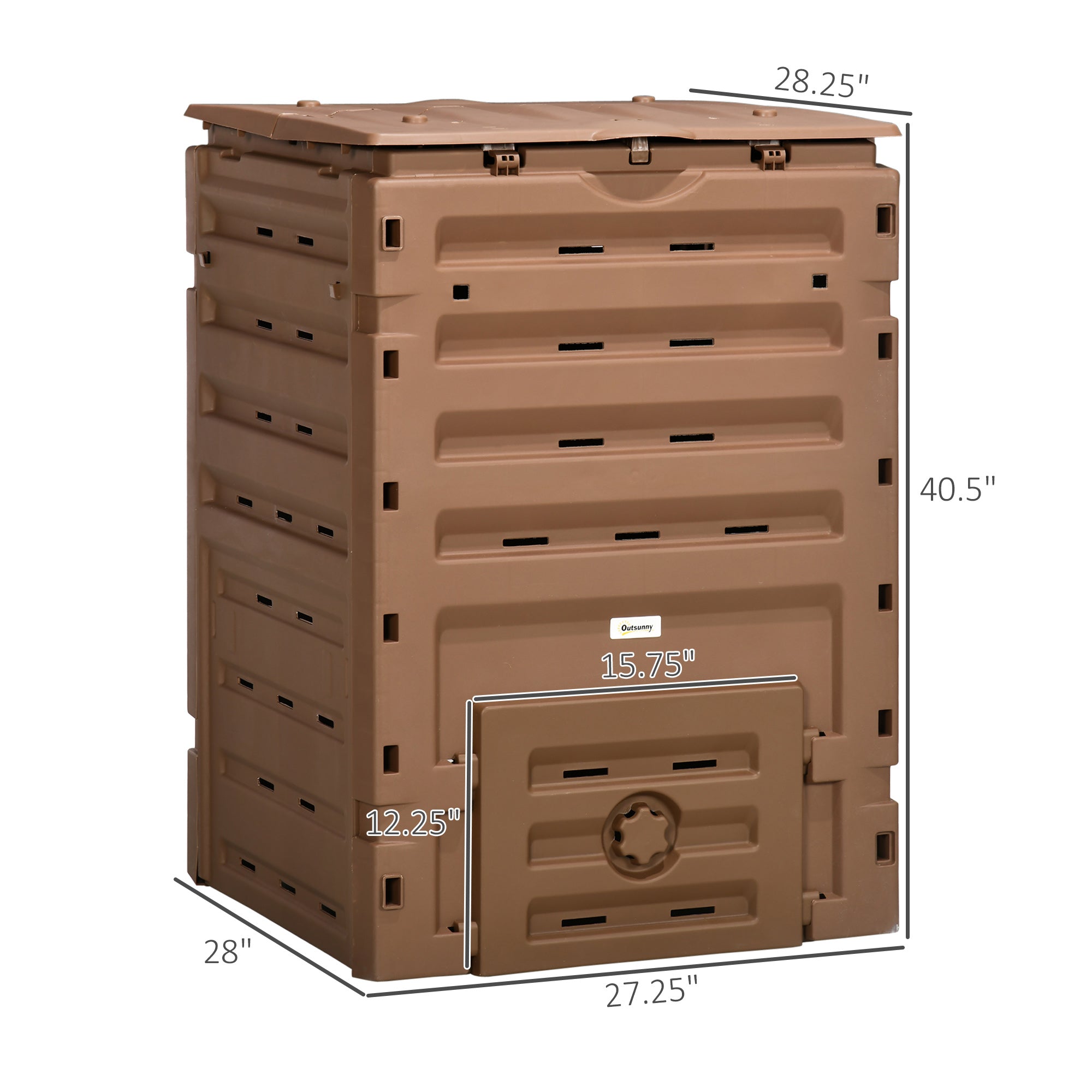 Garden Compost Bin, 120 Gallon (450L) Garden Composter, BPA Free, with 80 Vents and 2 Sliding Doors, Lightweight & Sturdy, Fast Creation of Fertile Soil, Brown - Brown - Image 3