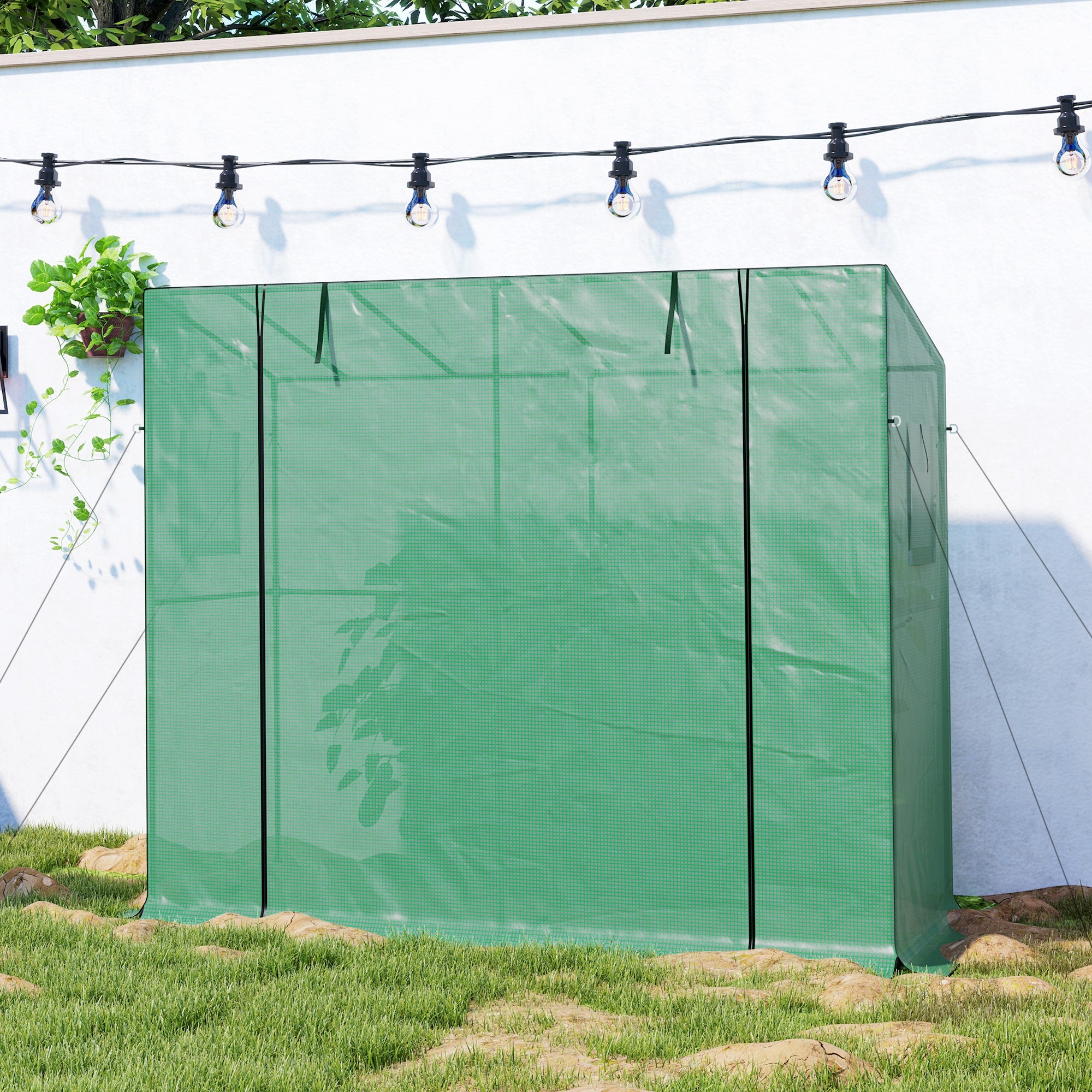 Walk-in Portable Greenhouse Small Greenhouse for Outdoors with UV-resistant PE Cover, 6.6' x 2.5' x 5.6' Green - Green - Image 8