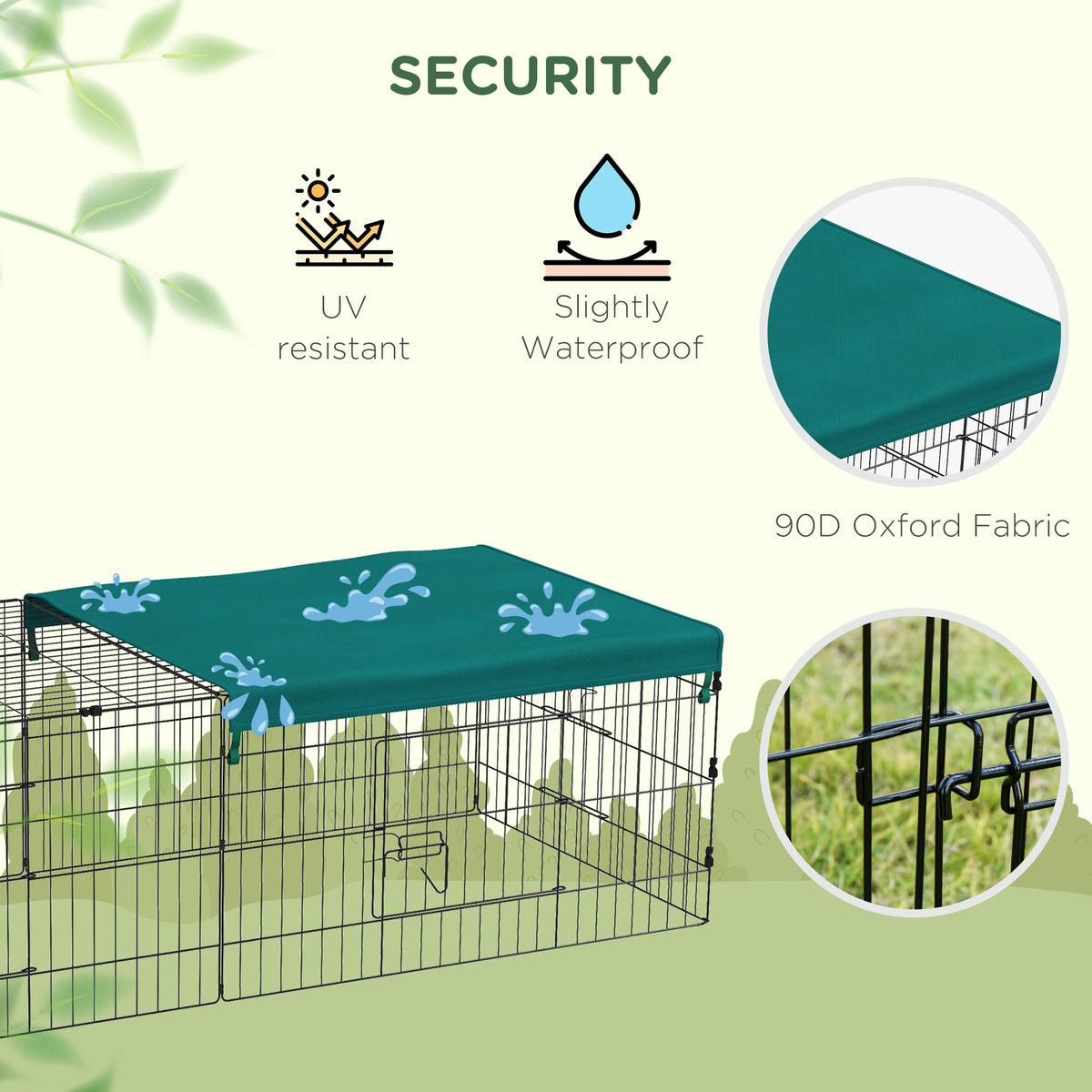 73" Small Animal Playpen with with Roof for Rabbits, Chicken, Chinchillas for Indoor/Outdoor Use, Green - Green - Image 4