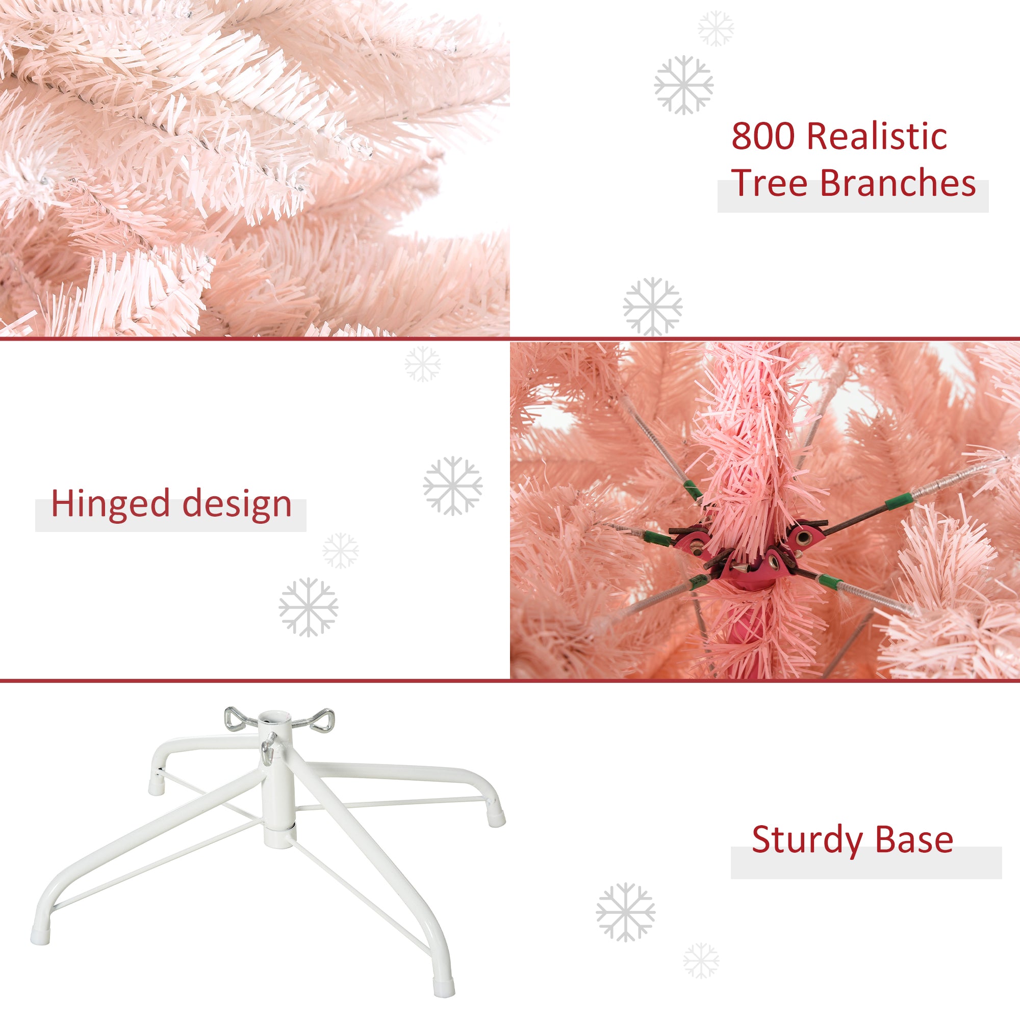 6ft Unlit Spruce Artificial Christmas Tree with Realistic Branches and 800 Tips, Pink