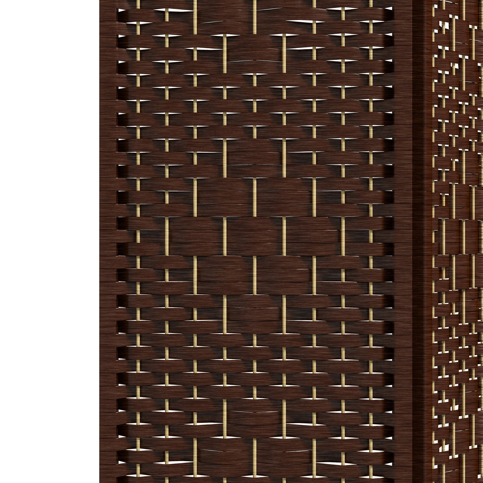 4 Panel Folding Room Divider Portable Privacy Screen Wave Fiber Room Partition for Home Office Brown
