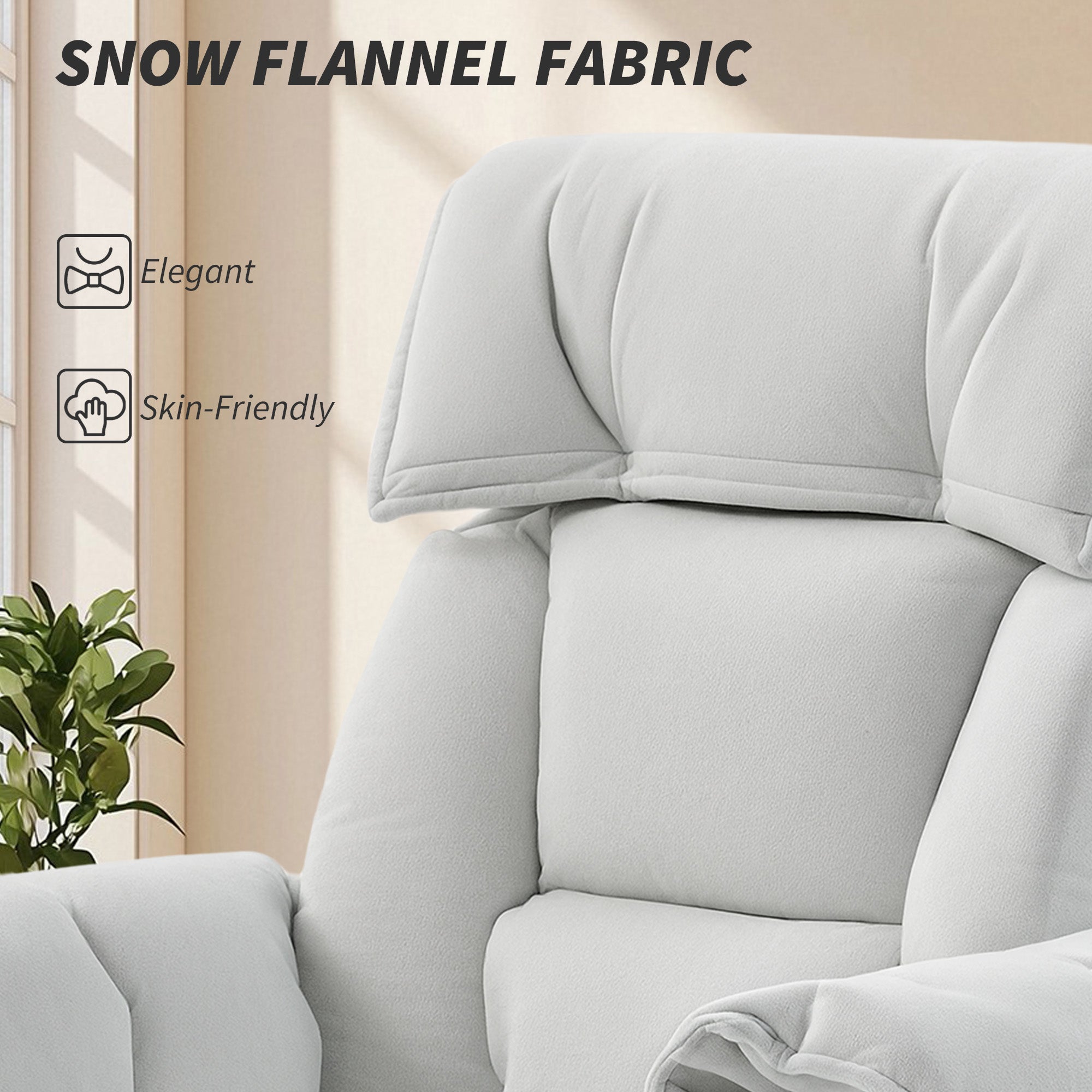 High Back Office Chair, Reclining Desk Chair with Footrest, High Resilience Foam, Rolling Wheels, Cream White
