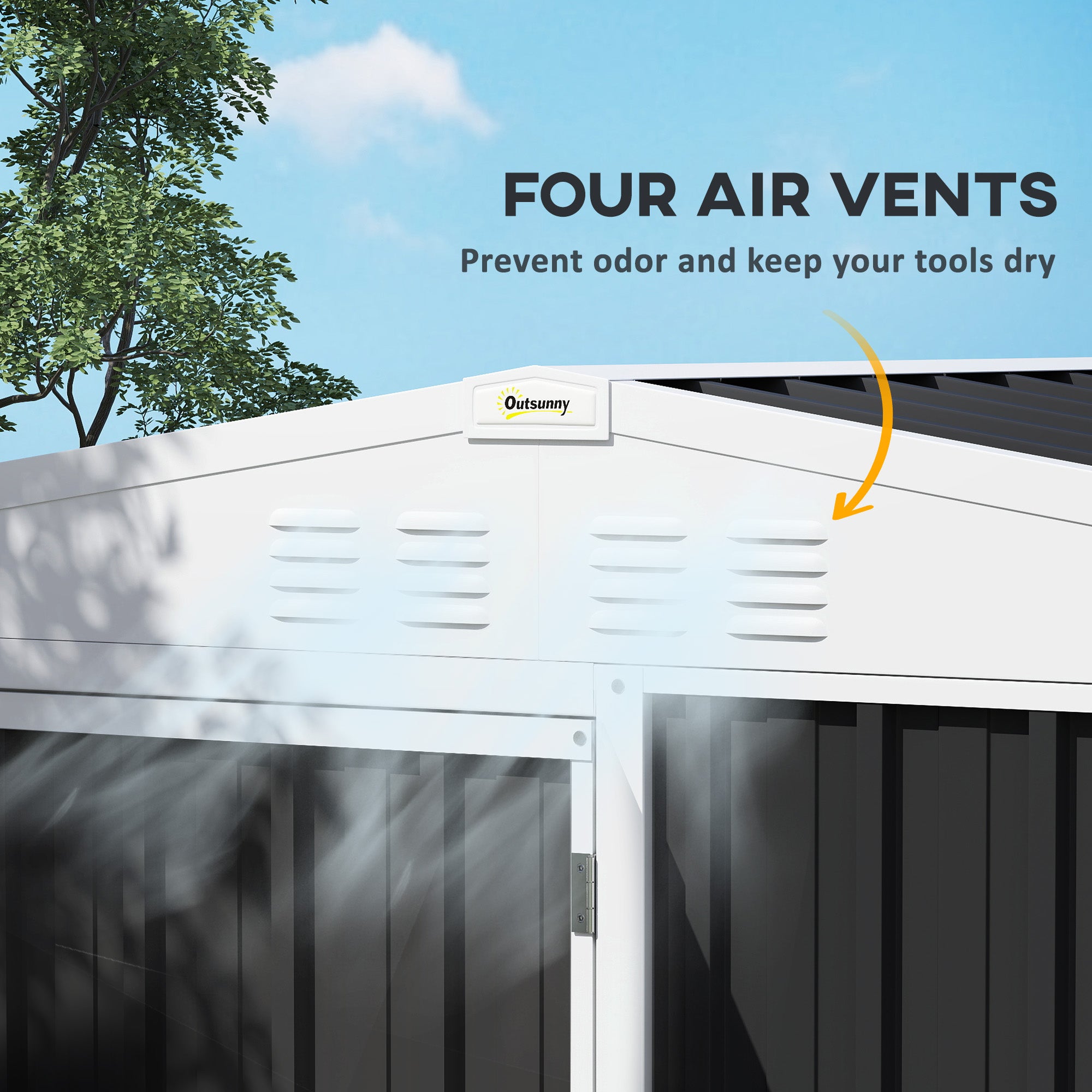 8 x 4ft Outdoor Garden Shed, Metal Shed with Air Vents and Lock for Backyard, Garden, Patio, Dark Gray - Dark Gray - Image 5