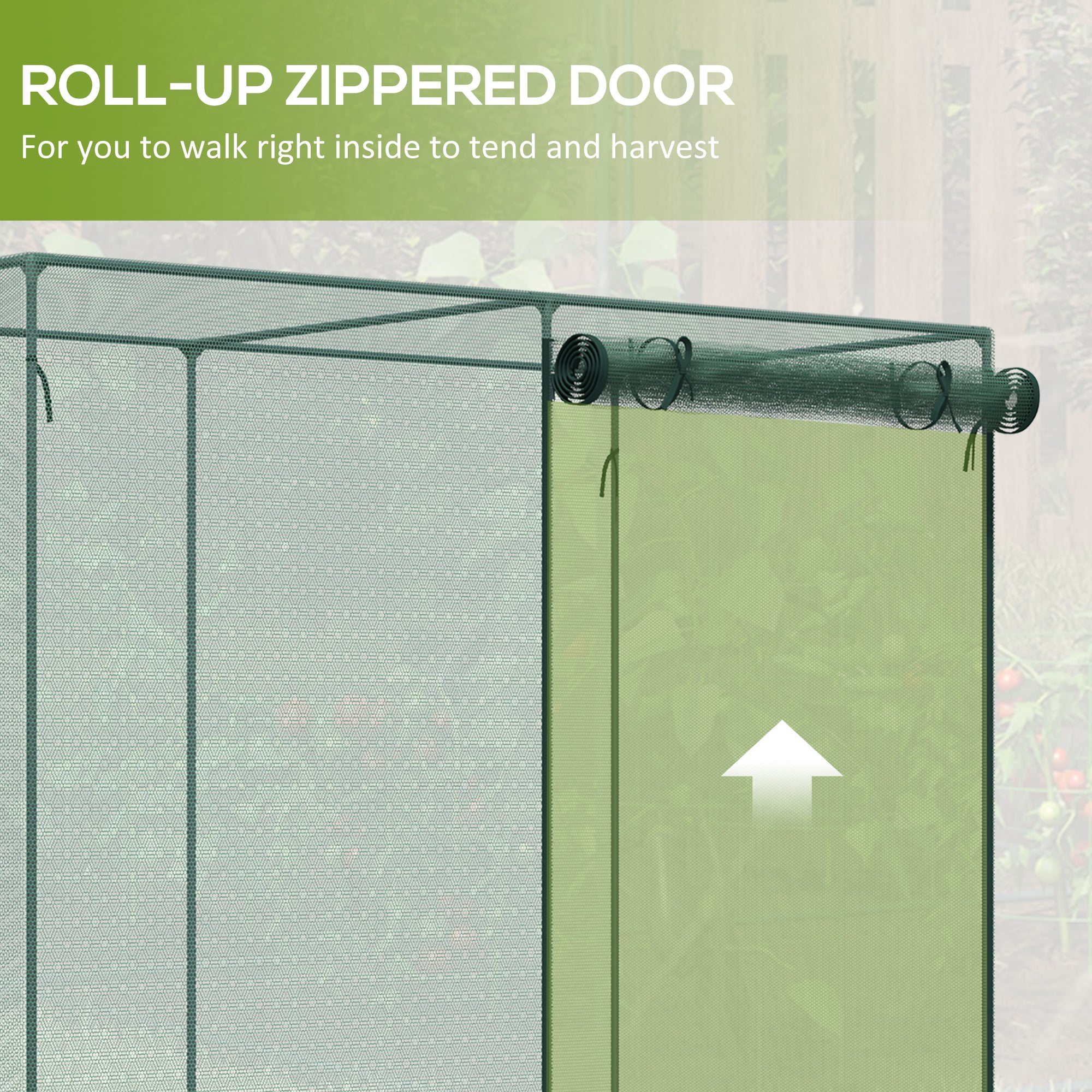 6' x 3' x 5' Crop Cage, Plant Protection Tent with Zippered Doors for Vegetable Garden, Backyard, Green - Green - Image 6