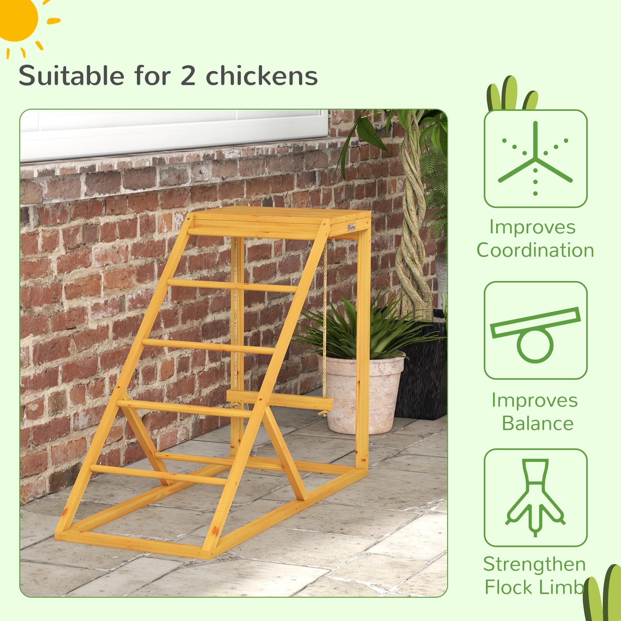 Chicken Activity Play for Healthy & Happy Animals with Chicken Perches & Hen Ladder, Chicken Coop Toy, Yellow - Yellow - Image 7