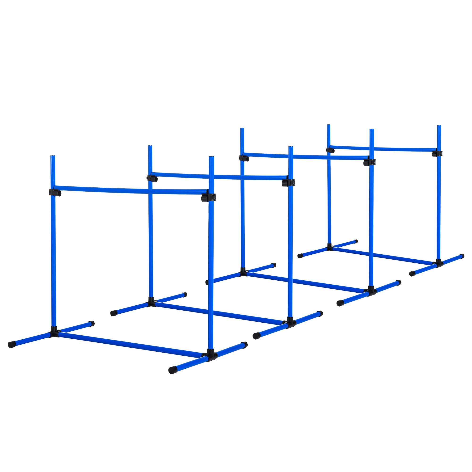 4 Piece Dog Agility Starter Kit with Adjustable Height Jump Bars, Included Carry Bag & Displacing Top Bar - Blue - Blue