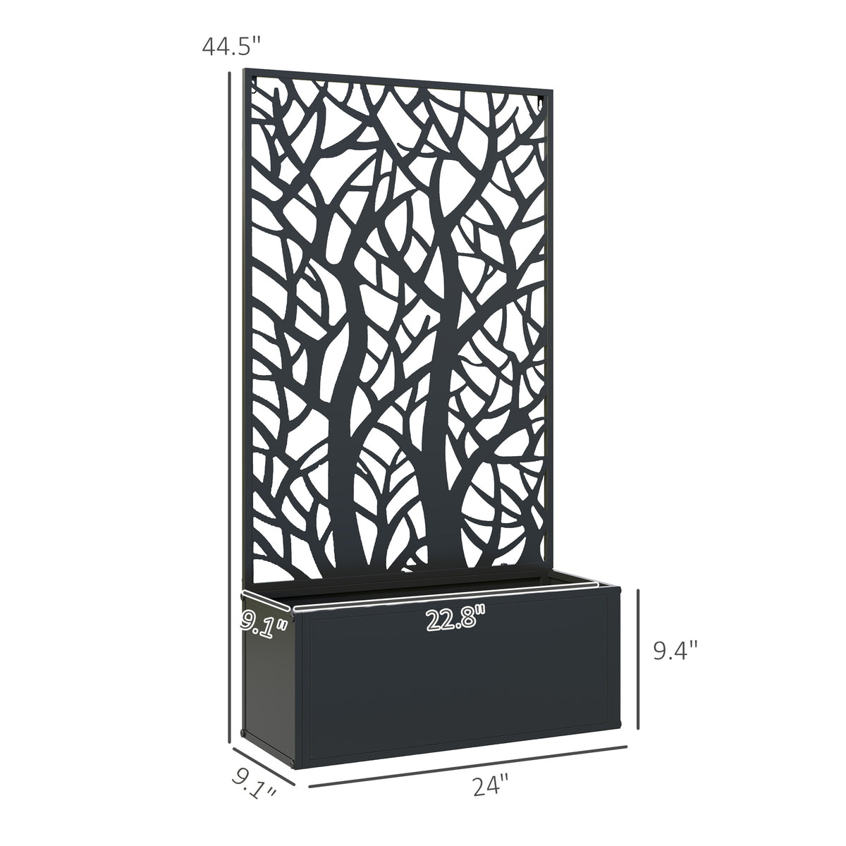 Metal Garden Bed with Trellis for Climbing Plants, Freestanding or Wall Mounted Flower Bed for Garden, Patio, Balcony