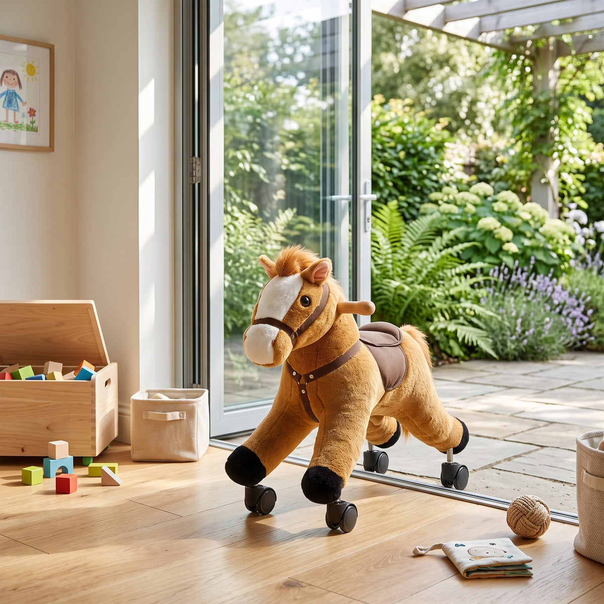 Ride on Horse, Ride on Toy with Wheels, Plush Animal Toys to Develop Balance & Coordination for Toddlers 18-36 M, Brown