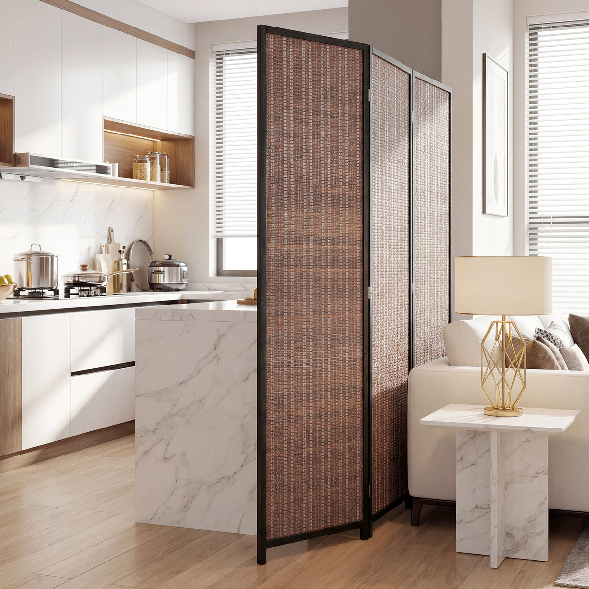 Room Divider Folding Privacy Screen Freestanding 3 Panel Pine Wood for Bedroom Home Office 6 Ft Tall Black Brown