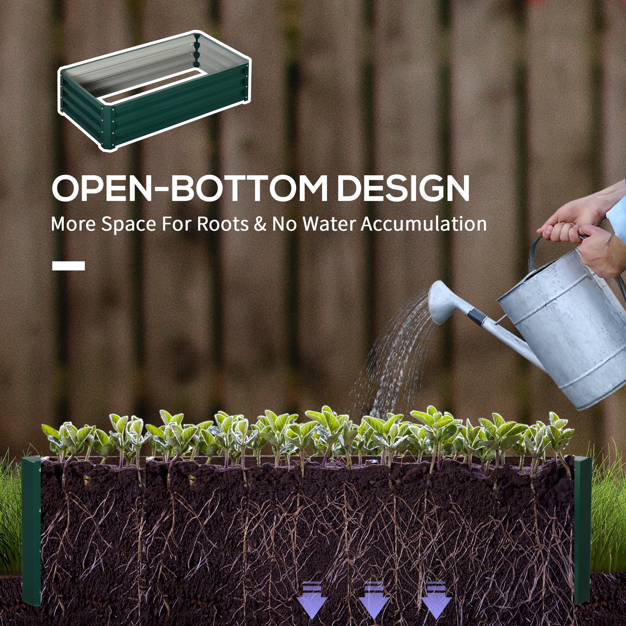 Galvanized Raised Garden Bed, 4' x 2' x 1' Metal Planter Box, for Growing Vegetables, Flowers, Herbs, Succulents, Green - Green - Image 5