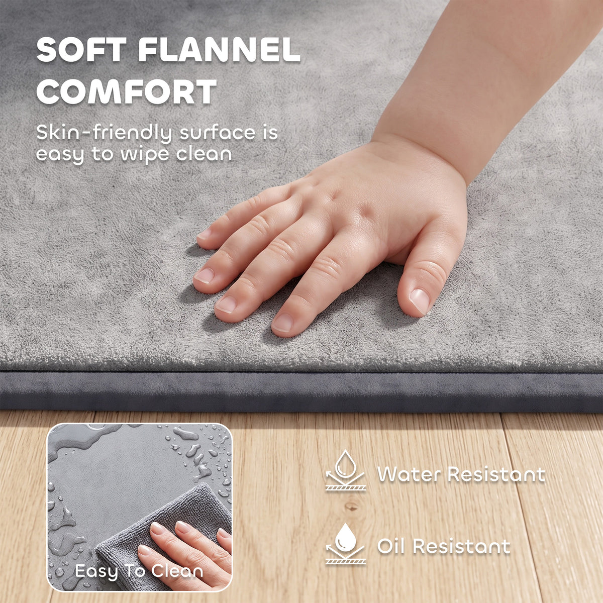 1.2" Thick Baby Play Mat, 110" x 79" Playpen Mat, Non-Slip, Water-Resistant, Soft Flannel for Crawling, Dark Gray