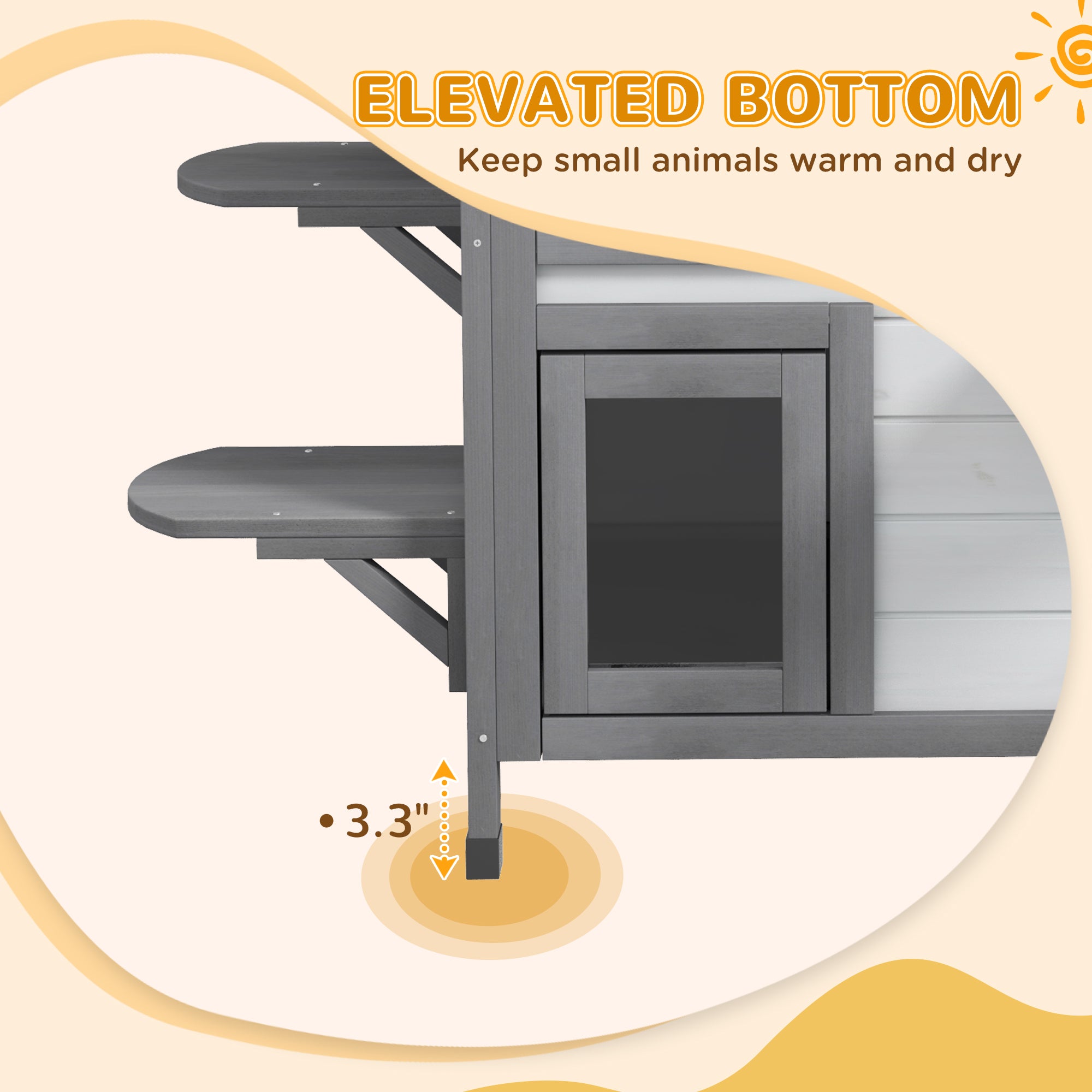 2-story Cat House Outdoor, Weatherproof Wooden Cat Enclosure for Feral Cats with Escape Door, Openable Roof, Jumping Platforms, White - White - Image 6