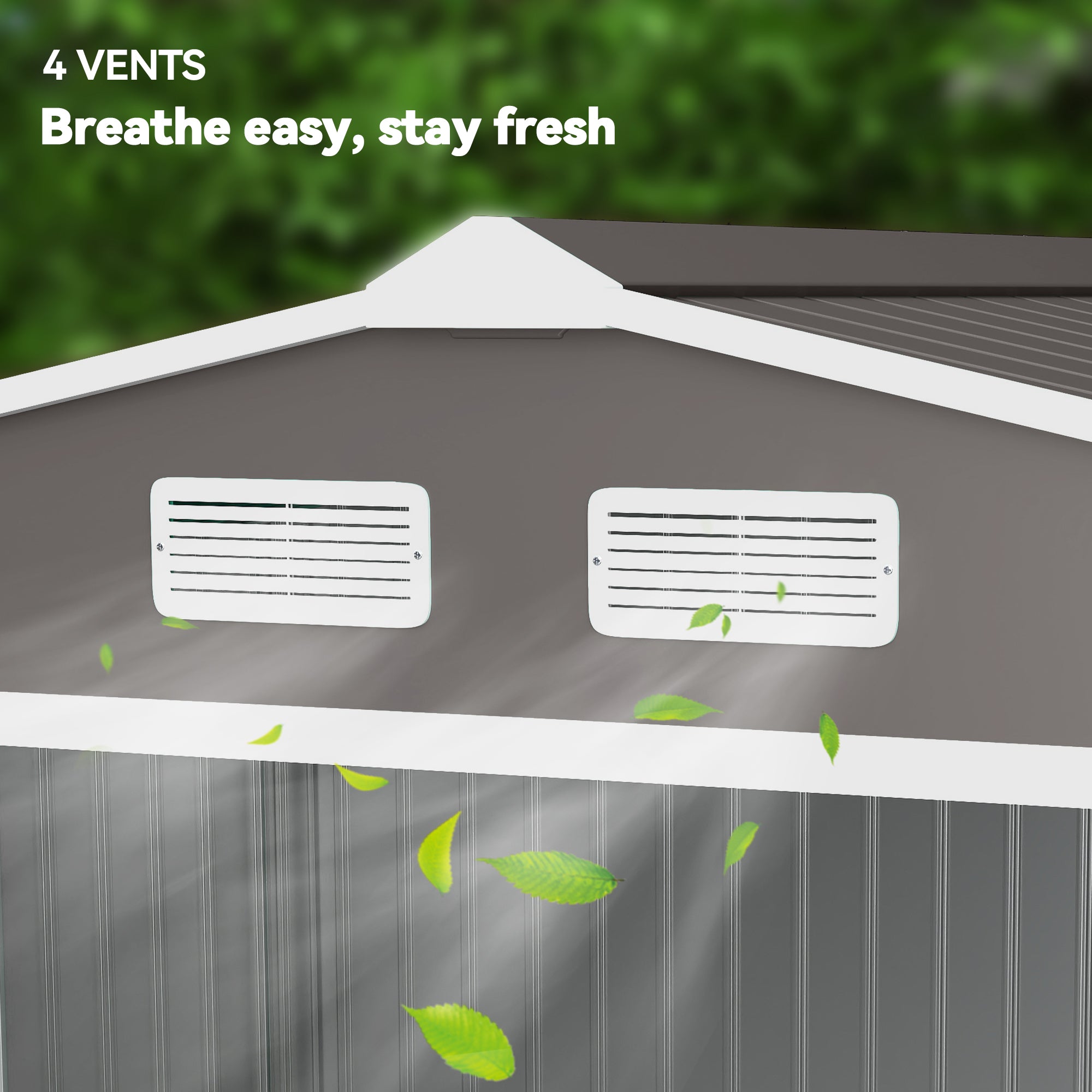 9' x 6' Outdoor Storage Shed, Garden Tool Metal Shed with Foundation Kit, Light Gray - Light Gray - Image 8