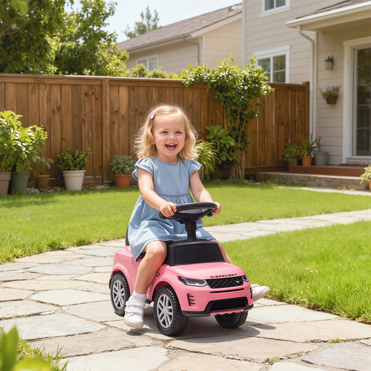 Qaba Land Rover Licensed Ride On Car for Kids, Toddler Baby Push Car with Under Seat Storage, for 18-36 Months, Pink