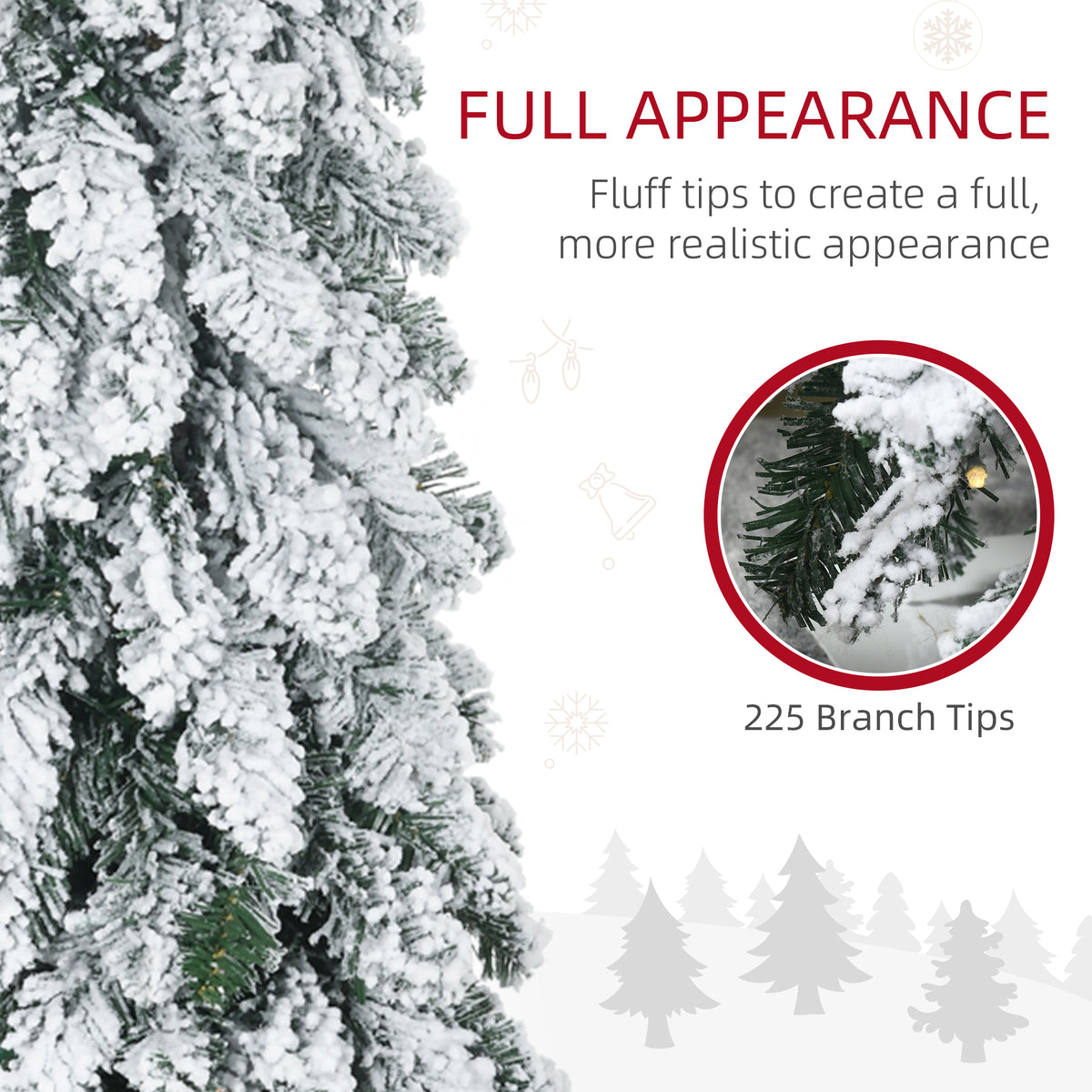 4' Artificial Slim Christmas Trees, with Snow Frosted Branches, Warm White or Colorful LED Lights, Downswept Shape