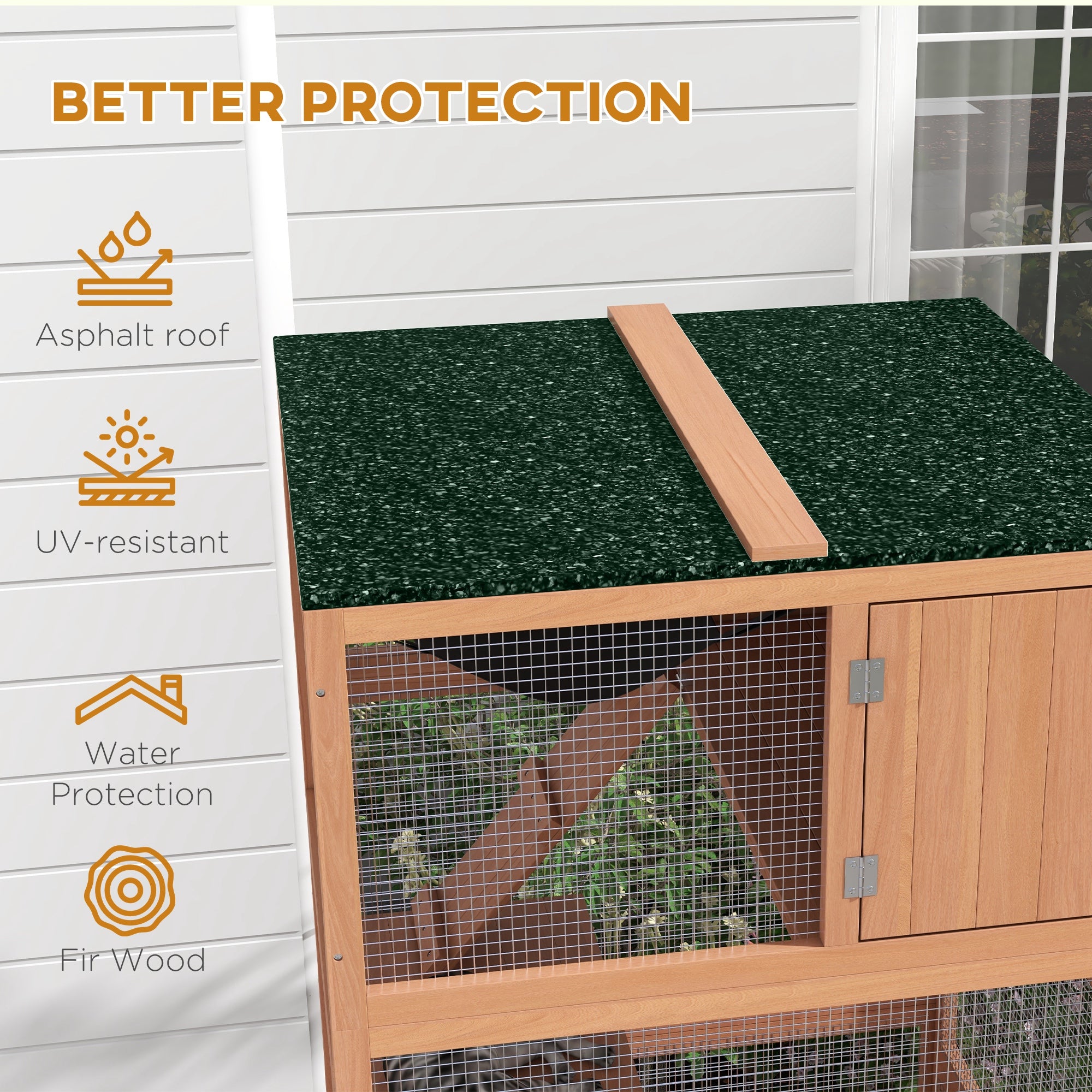 Catio, Outdoor Cat Enclosure House on Wheels with Hammock, Orange - Orange - Image 7