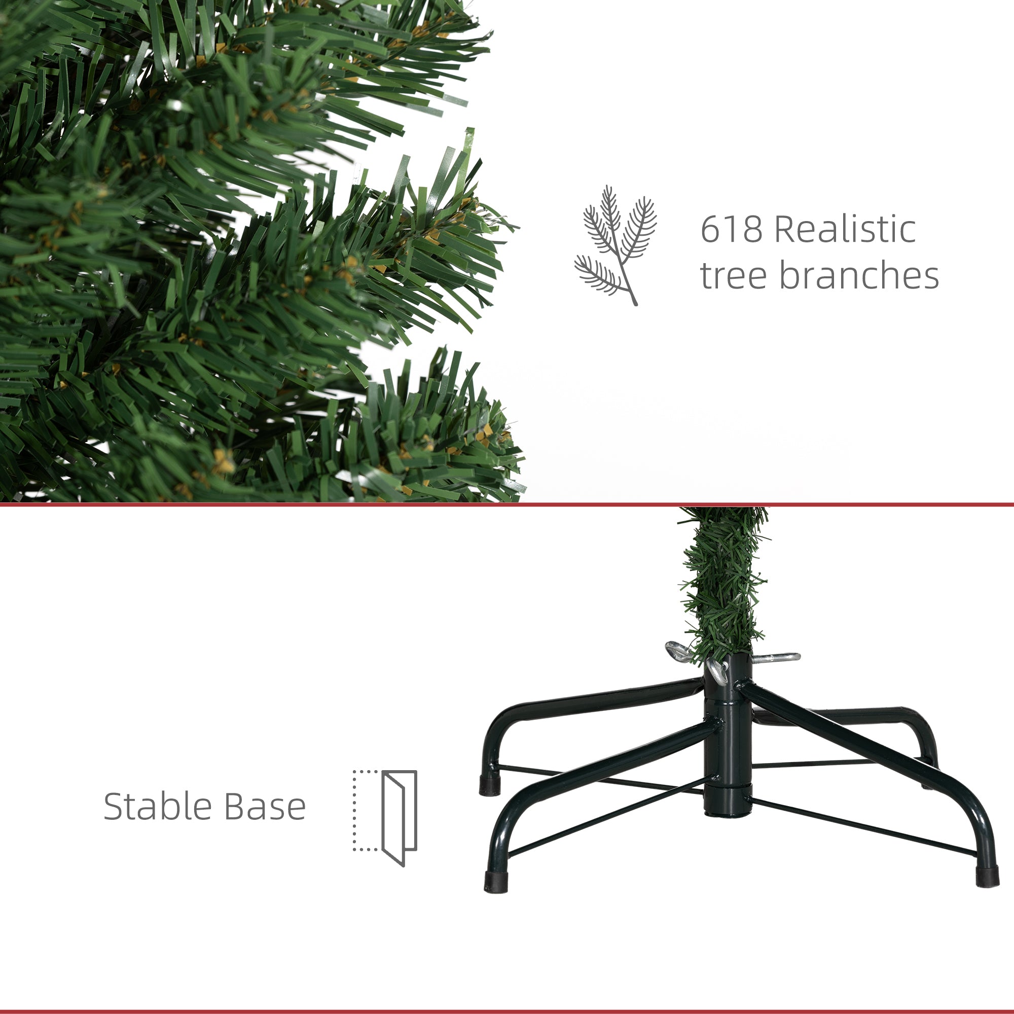 6 FT Artificial Christmas Tree Pencil Xmas Tree with Stand, 618 Tips, Holiday Home Indoor Decoration for Party, Green