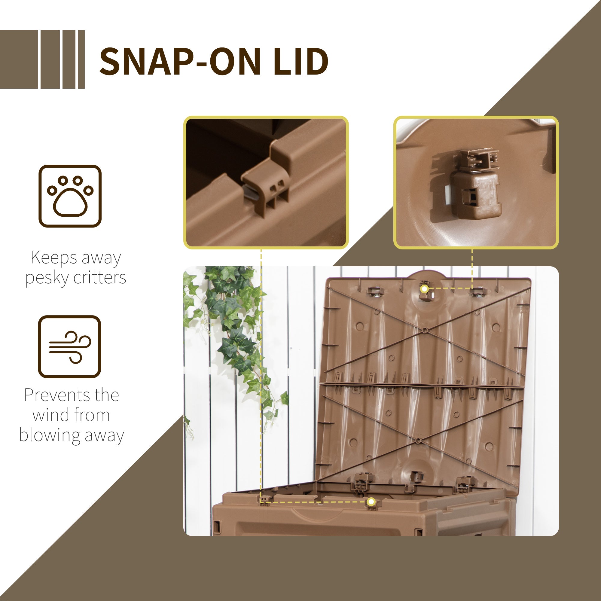 Garden Compost Bin, 120 Gallon (450L) Garden Composter, BPA Free, with 80 Vents and 2 Sliding Doors, Lightweight & Sturdy, Fast Creation of Fertile Soil, Brown - Brown - Image 7