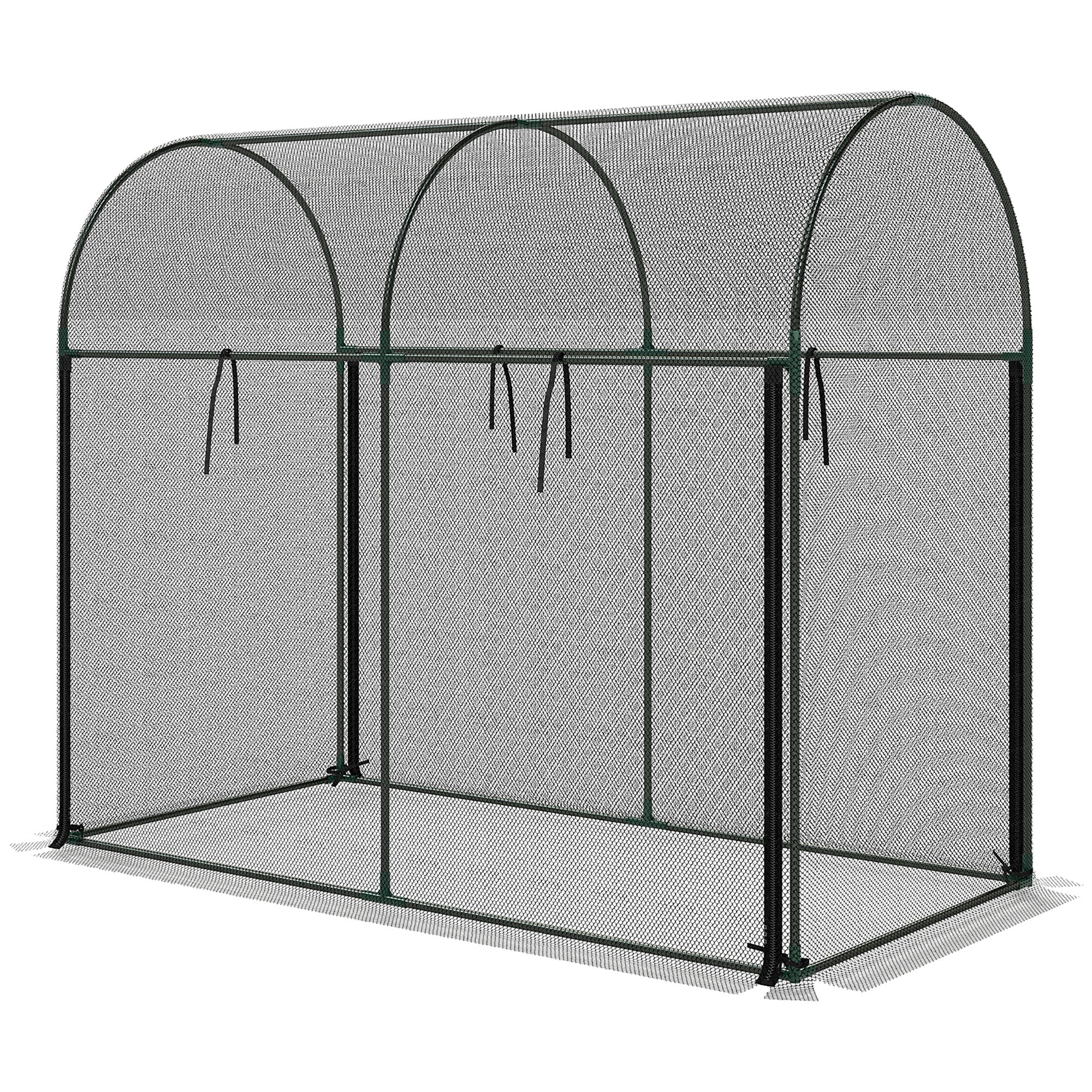 Crop Cage, 6' x 3' x 5' Large Plant Protection Tent with Zippered Door, Outdoor Garden Cage, Black - Black